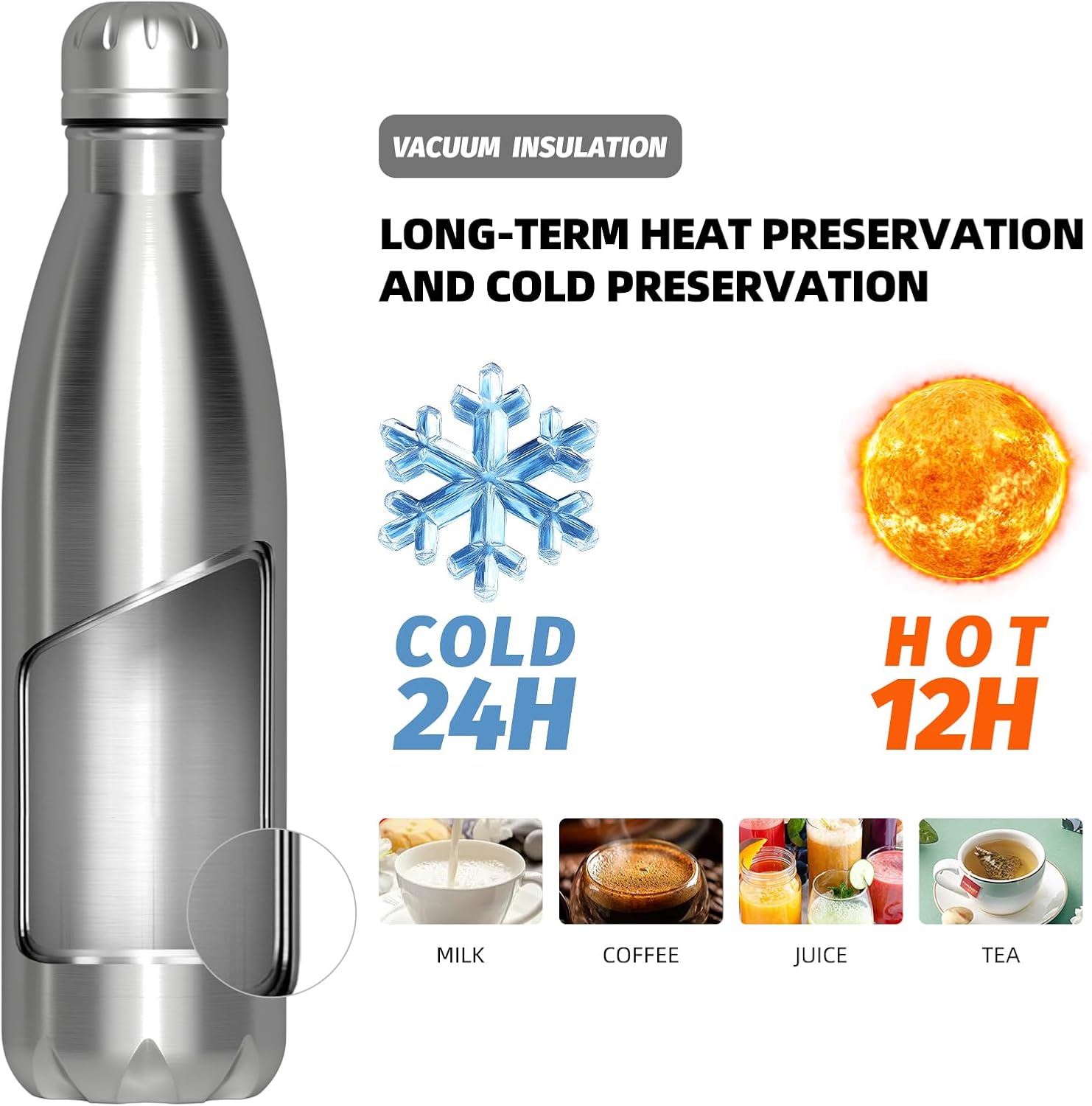 Thumbnail 2 de WATERSY 500ml Stainless Steel Insulated Water Bottle