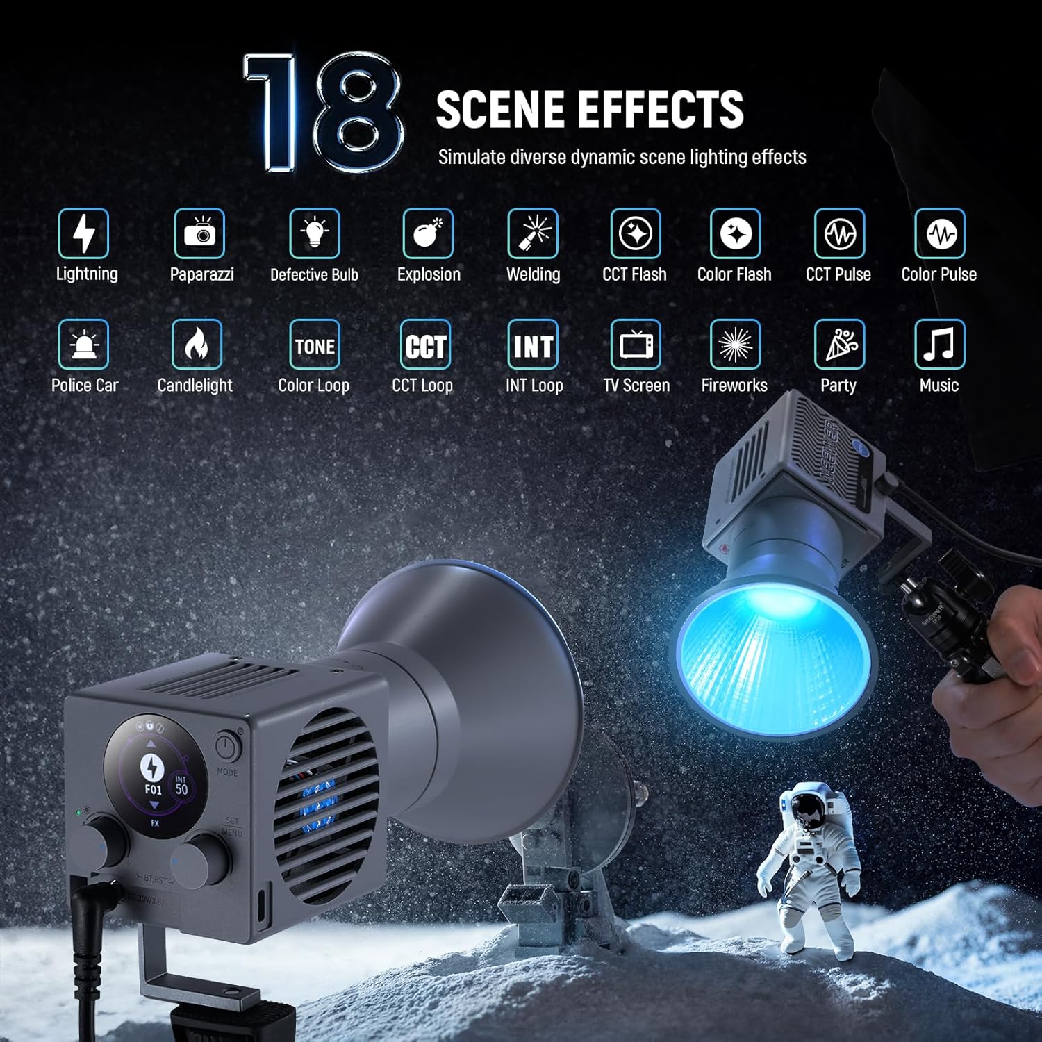 Thumbnail 3 de NEEWER HS60C – Mini vidéo light COB 60W RGB/BLANC, contrôle via APP/2,4G, 2700–6500K et CRI 97+