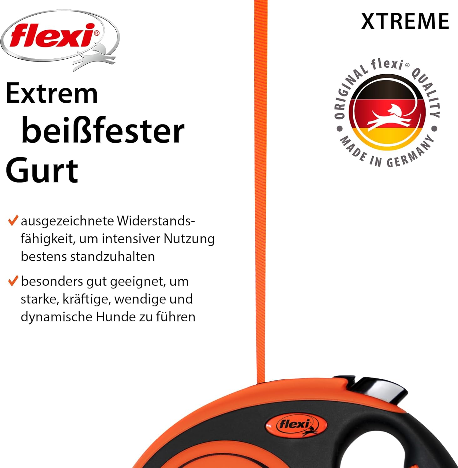 Thumbnail 2 de flexi Xtreme L Gurt 8 m – Roll-Leine für Hunde bis 55 kg in Schwarz/Orange