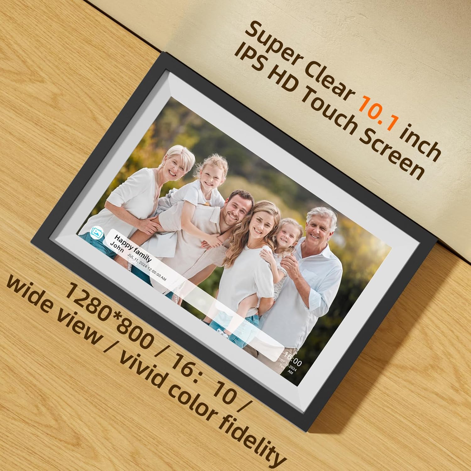 Detalle 2 de Frameo 10.1-Inch Digital Photo Frame (1280x800 IPS Touch Screen, 16GB Wi‑Fi, Auto‑Rotate, SD Support)