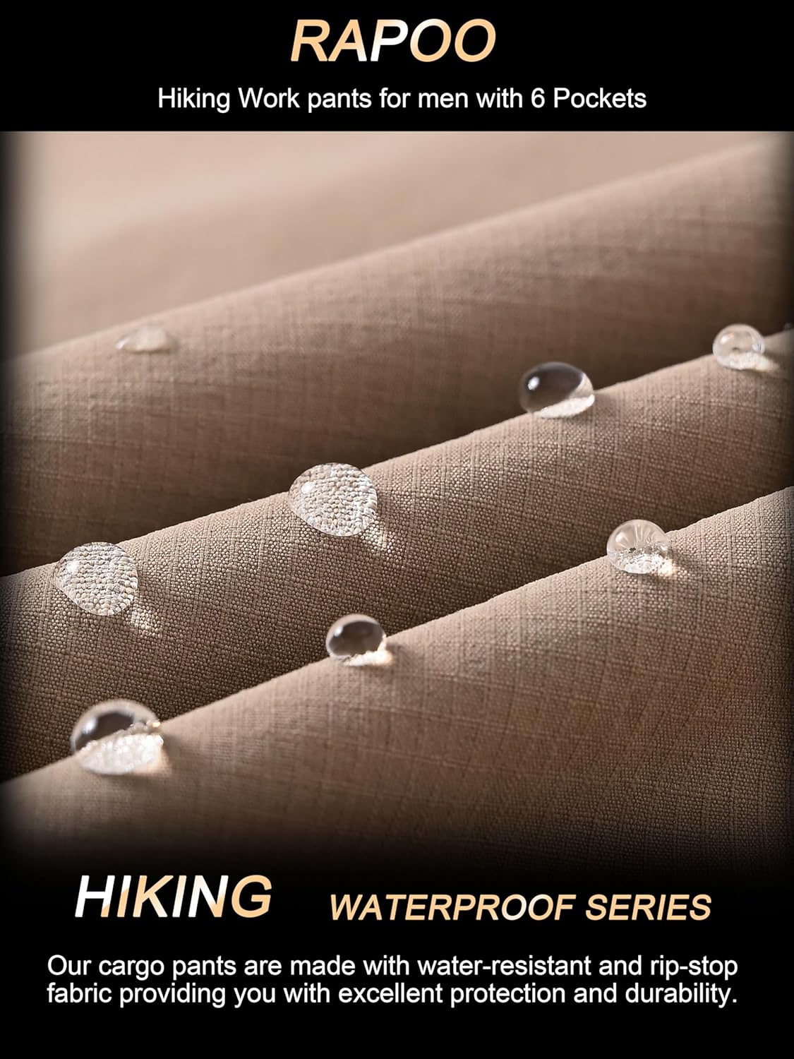 Thumbnail 3 de Rapoo Men's Hiking Pants: Lightweight, Water-Resistant Nylon Cargo with 6 Pockets