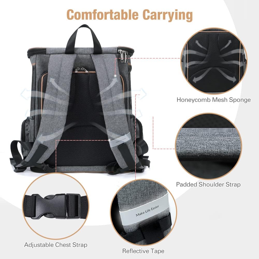 Detalle 1 de Lekesky Katzenrucksack M Grau 32×25×38 cm
