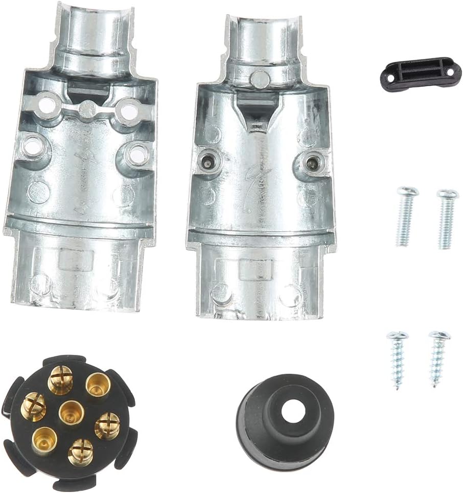 Detalle de Eacalyc 7 Pin Trailer Plug Socket: Metal, Waterproof, 12V European Type (N) for Truck, RV or Boat