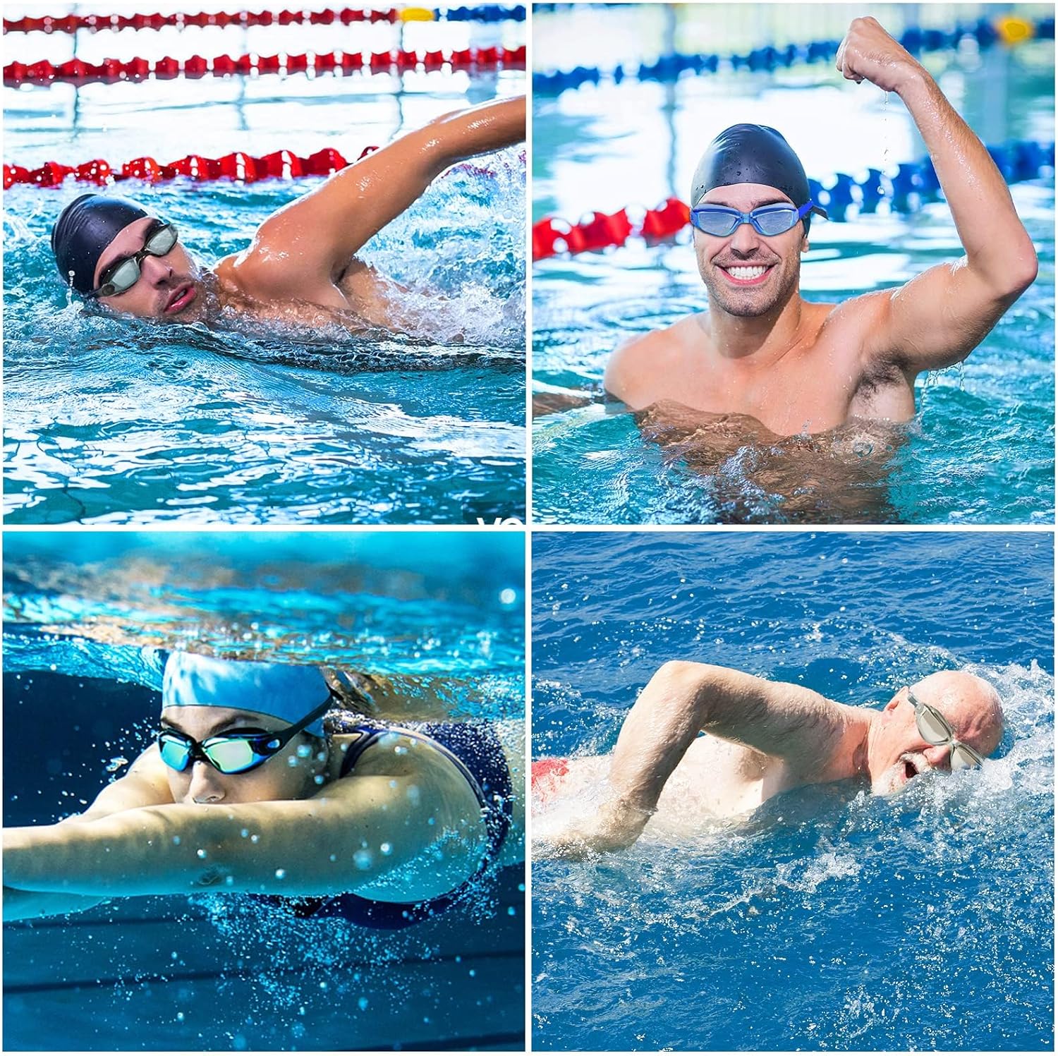 Thumbnail 5 de COOLOO Swimming Goggles (2 Pack) with Anti-fog & UV Protection, Adjustable Strap and Nose Clip