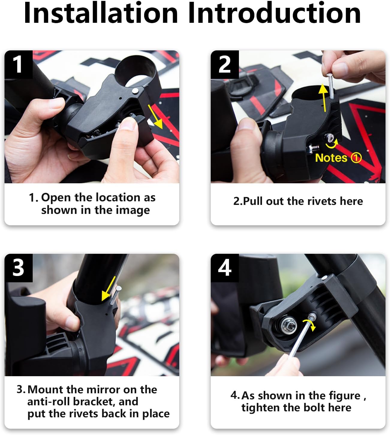 Thumbnail 6 de SHEJISI UTV Side Mirrors with Automatic Reset for 1.5–2.0" Roll Cage (Polaris RZR, Can-Am Maverick, Honda Pioneer SXS, Kawasaki Mule)
