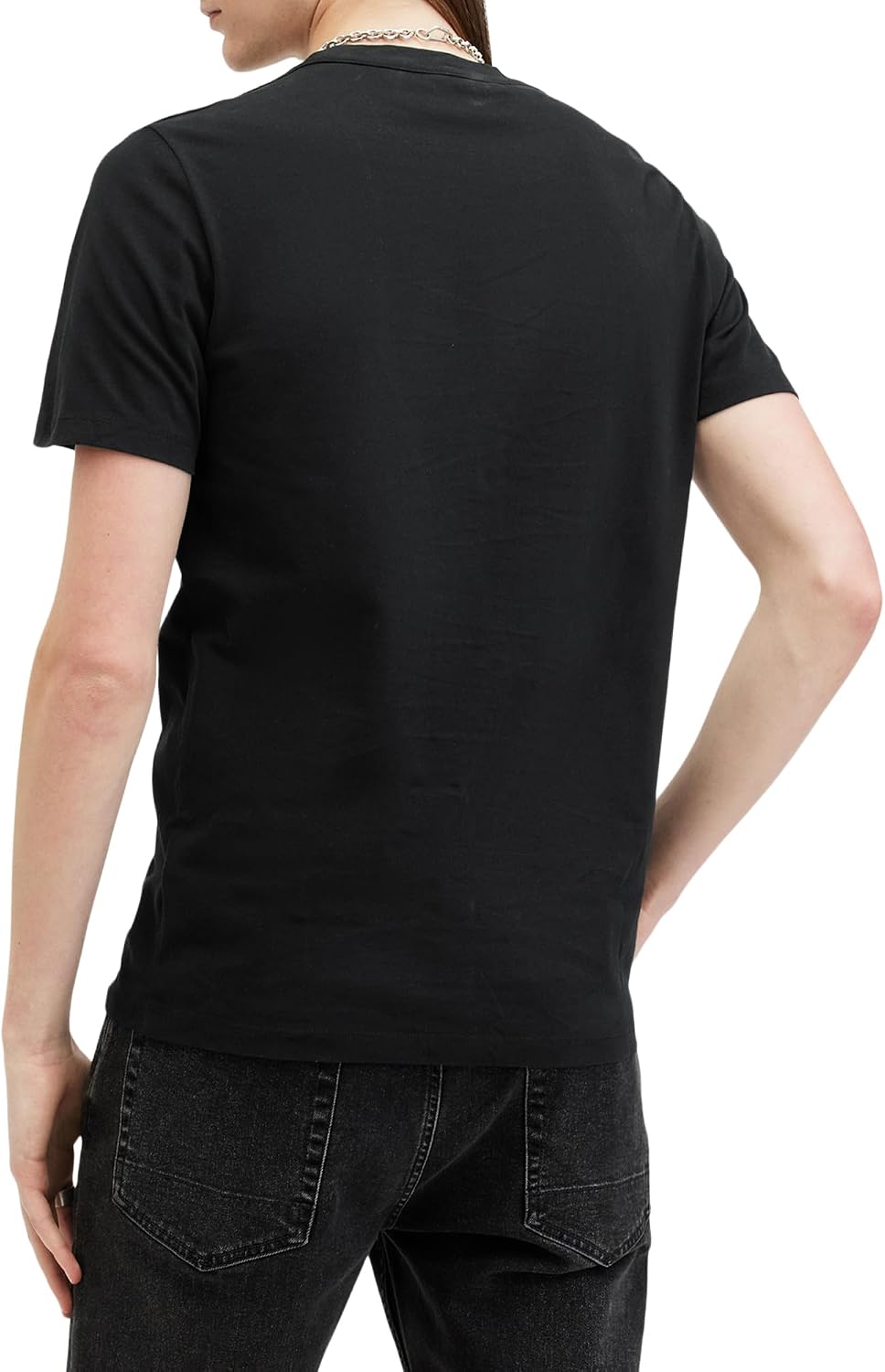 Thumbnail 4 de AllSaints Col Rond à Manches Courtes pour Homme — T-shirt ajusté en coton brossé carbone