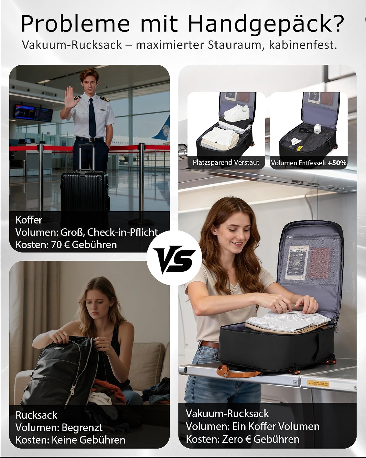 Thumbnail 5 de COOLIFE Vakuum Rucksack Easyjet 45x36x20