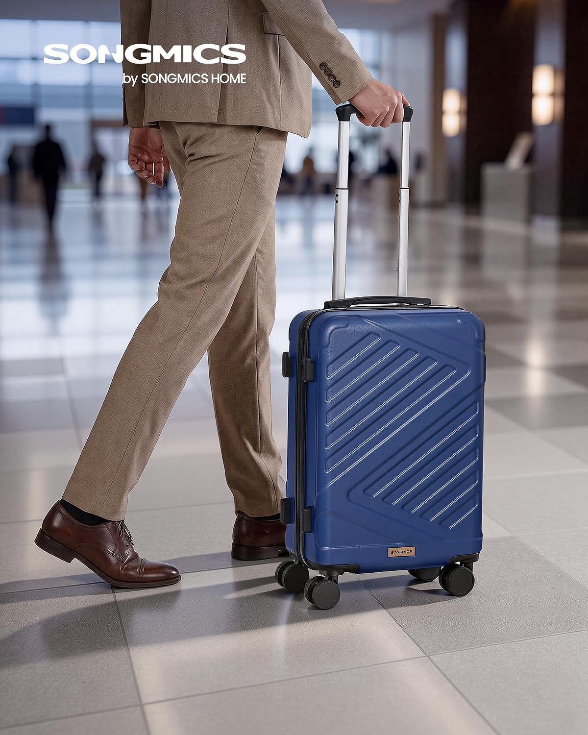 Detalle 2 de SongMICS Valigia da viaggio rigida con serratura TSA in ABS – 4 ruote, chiusura TSA e cinghia arancione