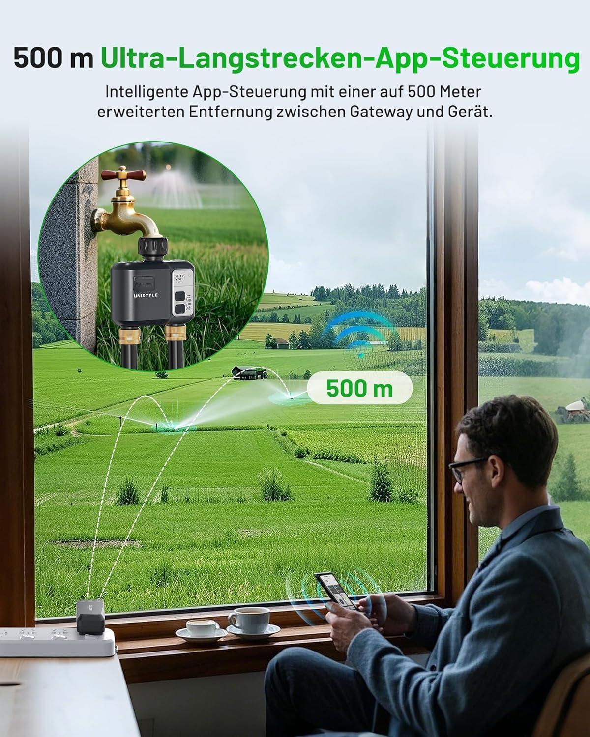 Thumbnail 1 de Bewässerungscomputer WLAN 2 Ausgänge – Zwei Zonen, App-Steuerung & Sprühmodus