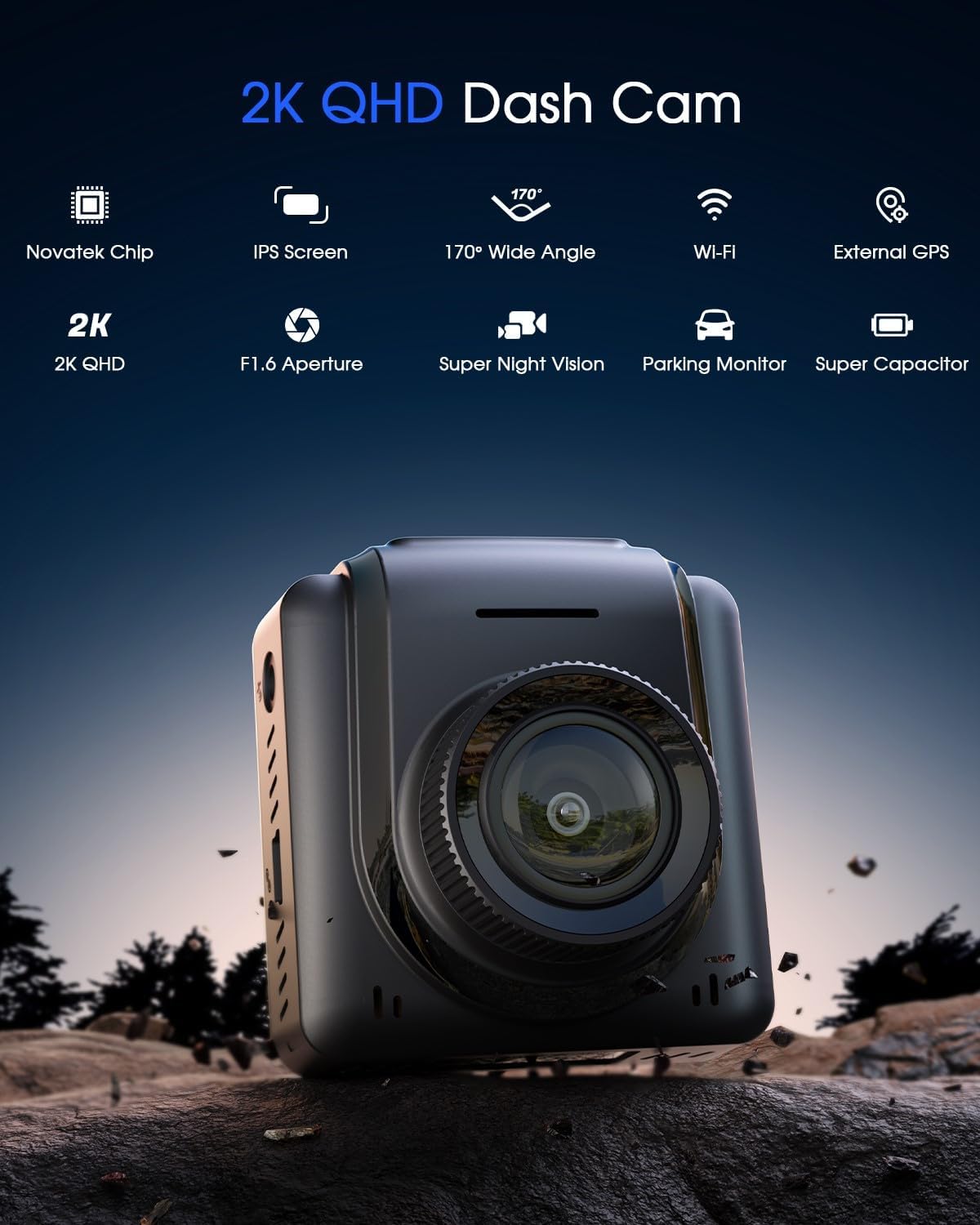Detalle 2 de Dash Cam 2K Front Mini Car Camera 1440P