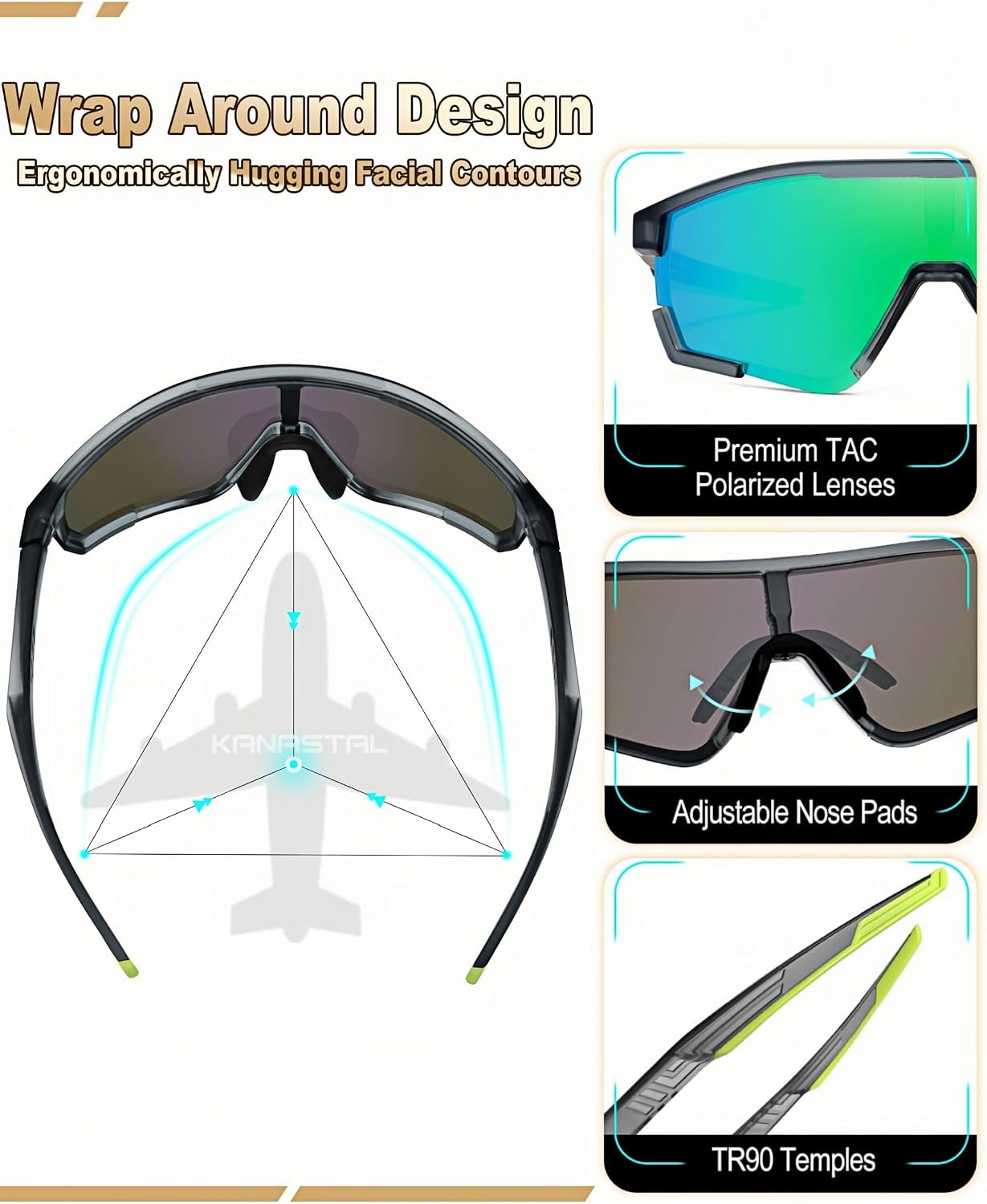 Detalle 2 de KANASTAL Gafas de Ciclismo Polarizadas 31,2 g