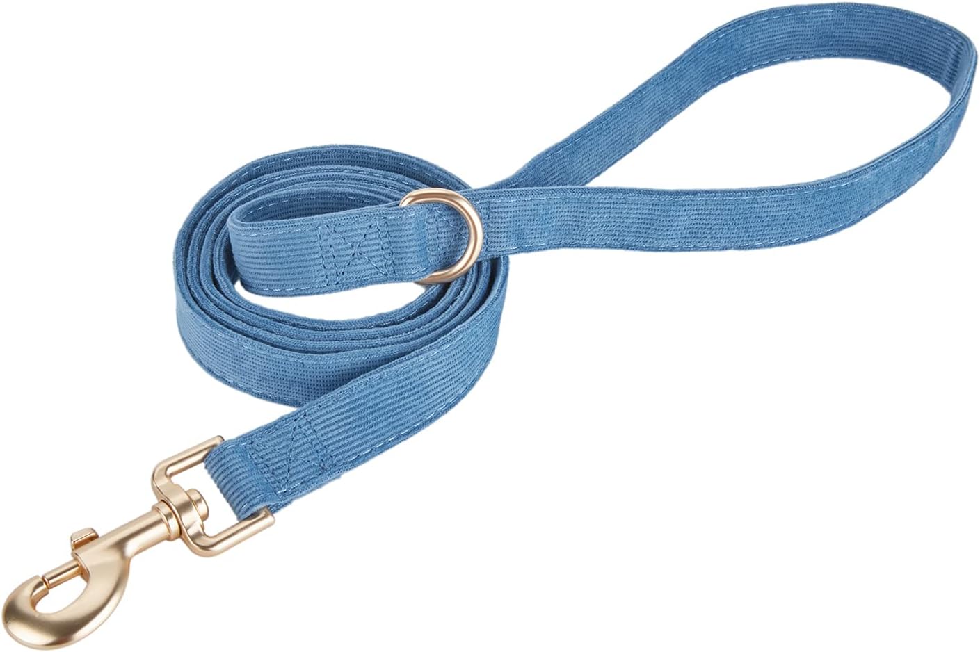 Detalle de Petiry soft dog leash with gold metal clasp for small puppies and dogs (1.5cm x 150cm), Blue S