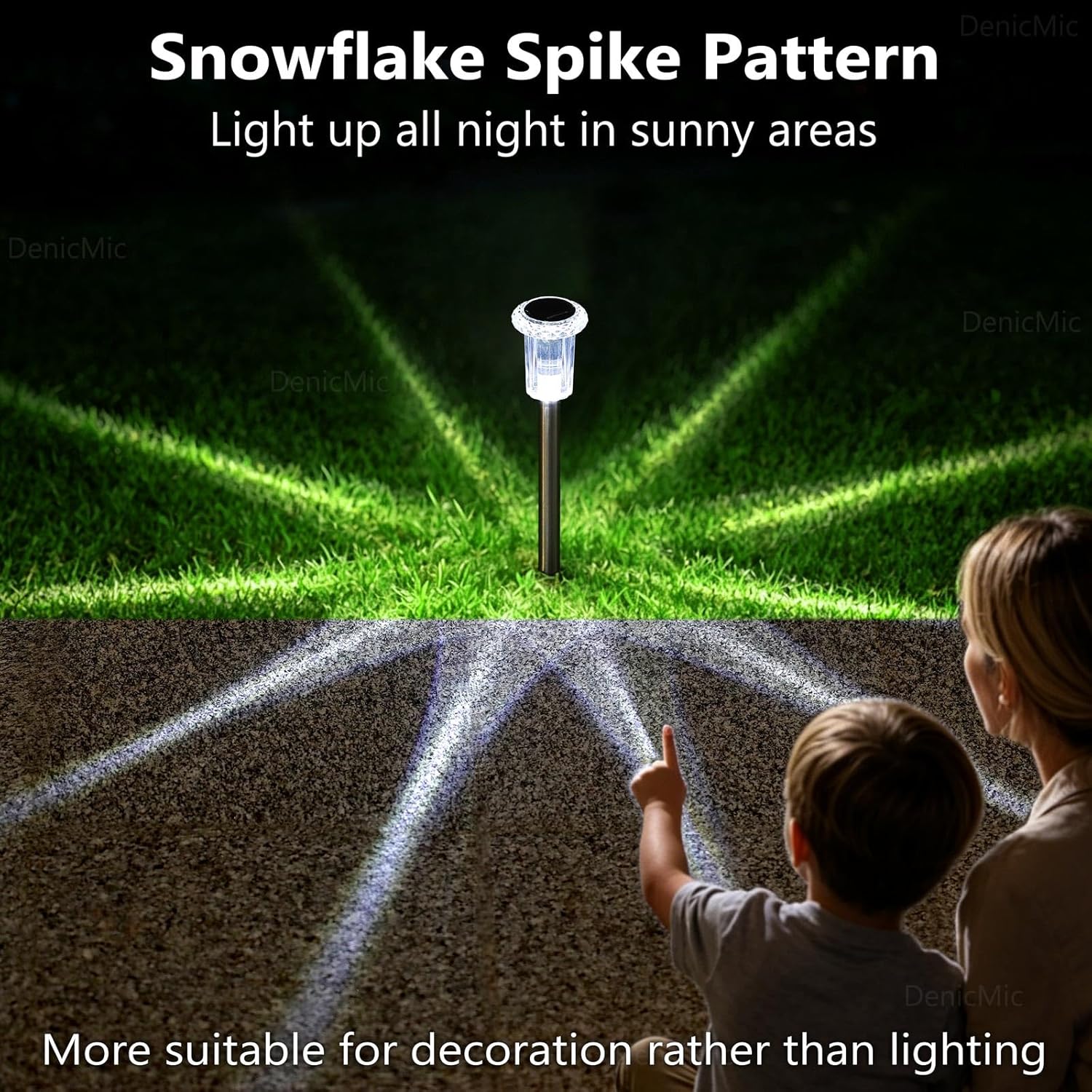 Detalle de DenicMic Solar Lights Outdoor 10-Pack (6000K Cold White) Waterproof Stake Lights