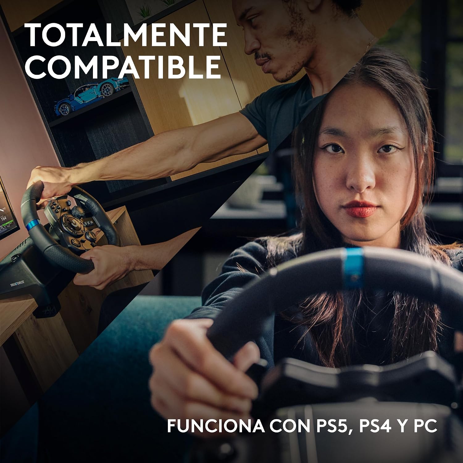 Detalle de Logitech G G923 Racing Wheel and Pedals con TRUEFORCE y doble embrague programable