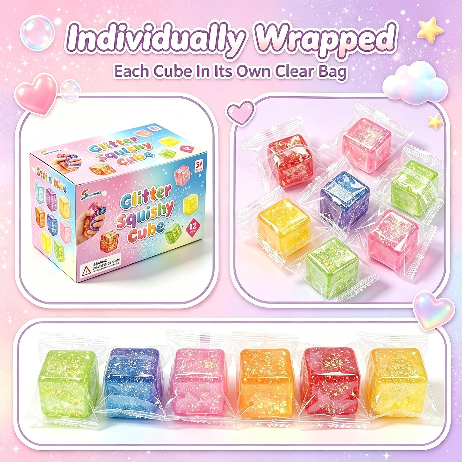 Detalle 2 de Glitter Cube Fidget Toys, 12-Pack