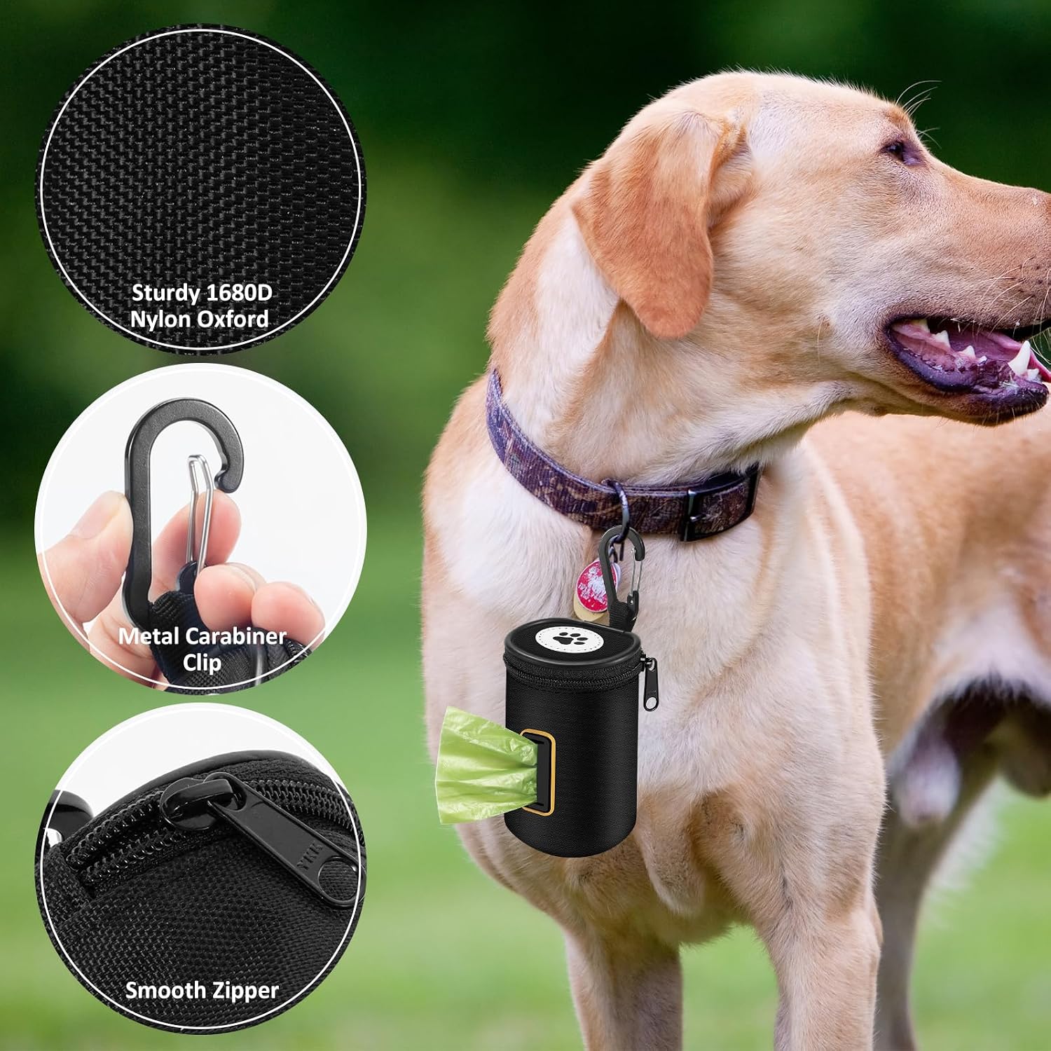 Thumbnail 1 de RASSE Dog Poop Bags Dispenser: 1680D Nylon Oxford Waste Bag Holder with Carabiner