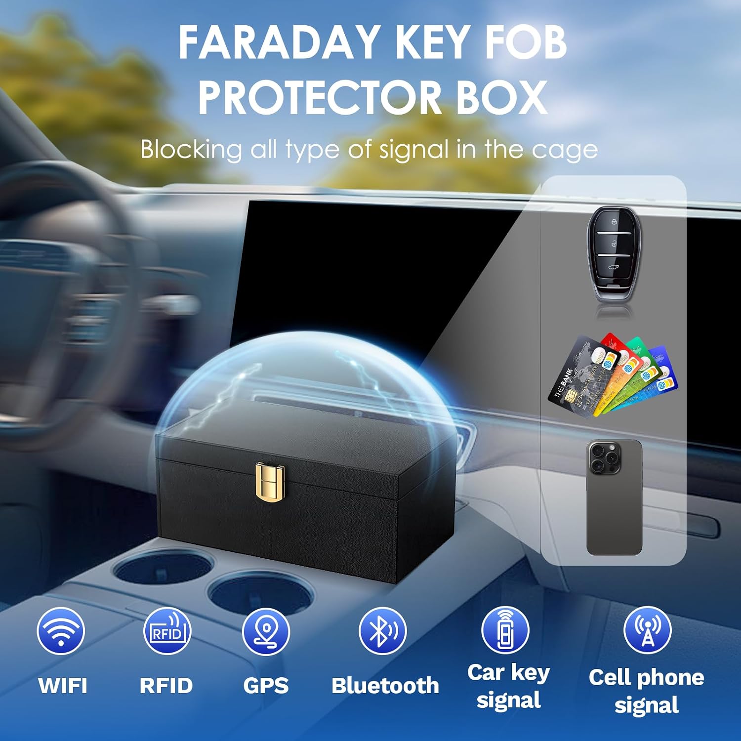 Thumbnail 3 de lanpard Extra Large Faraday Box for Car Keys (8.6 x 5.1 x 4.1 inches) – keyless signal blocking key protector