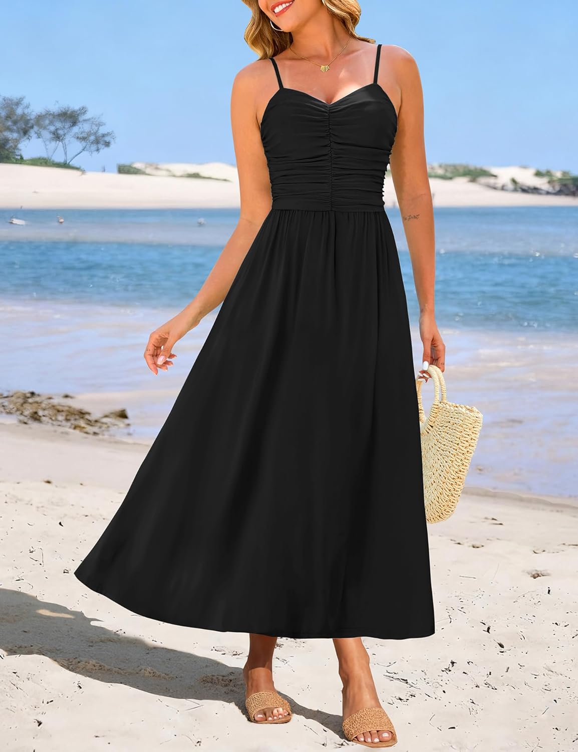 Thumbnail 1 de Annebouti Women 2026 Summer Ruched Maxi Dress with Pockets