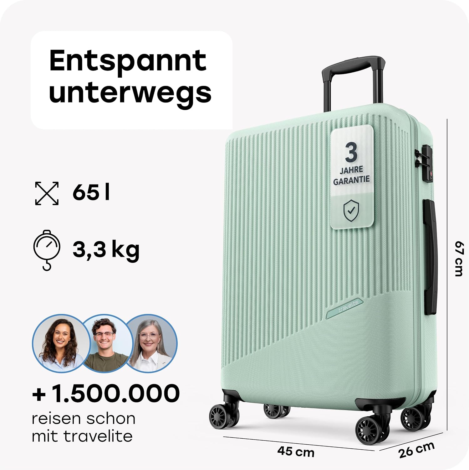 Detalle de Travelite Koffer Bali Größe M – 65 L, 67 cm, leicht & robust