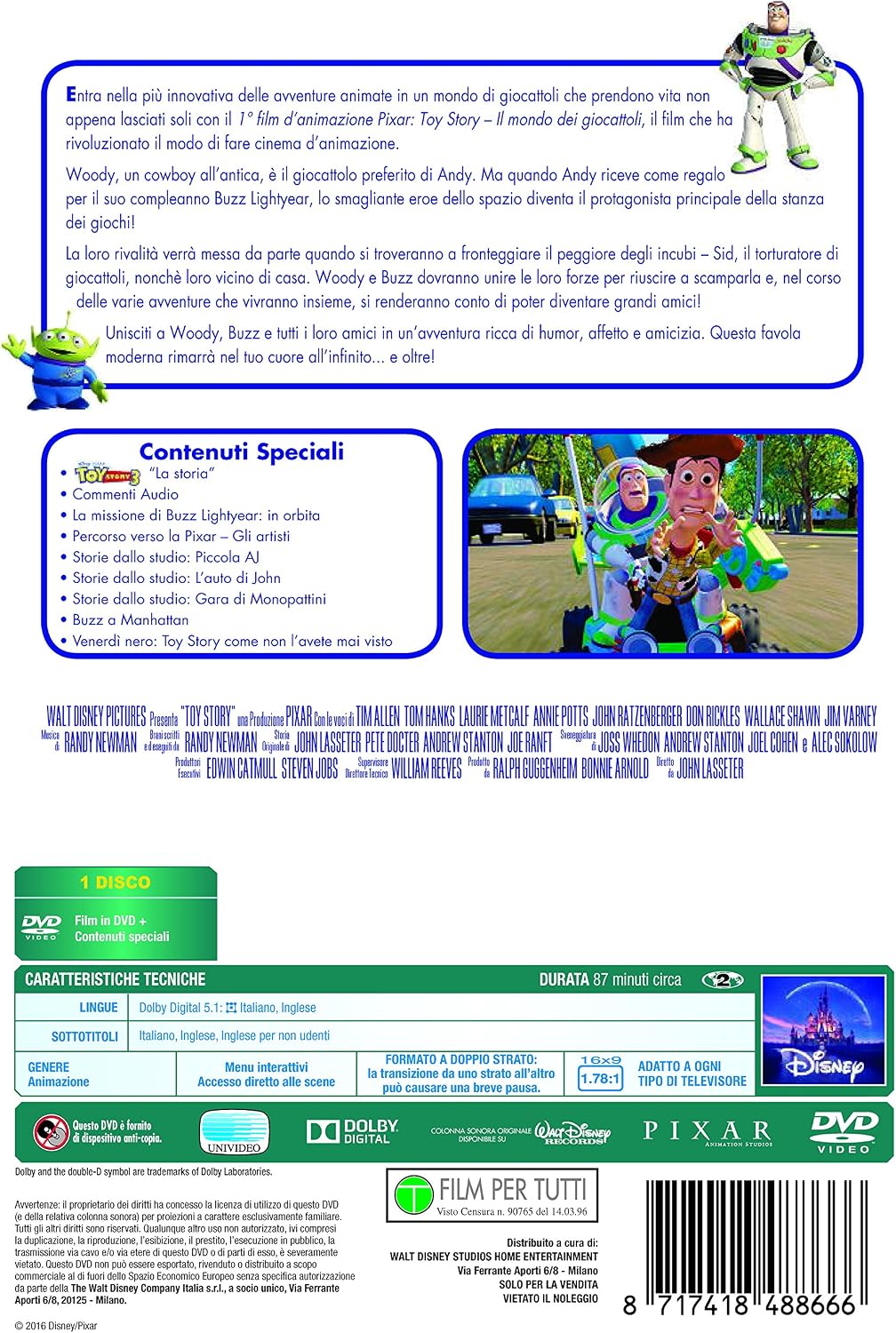 Detalle 2 de Toy Story (SE) DVD – PAL, Italian Audio, 81 Minutes