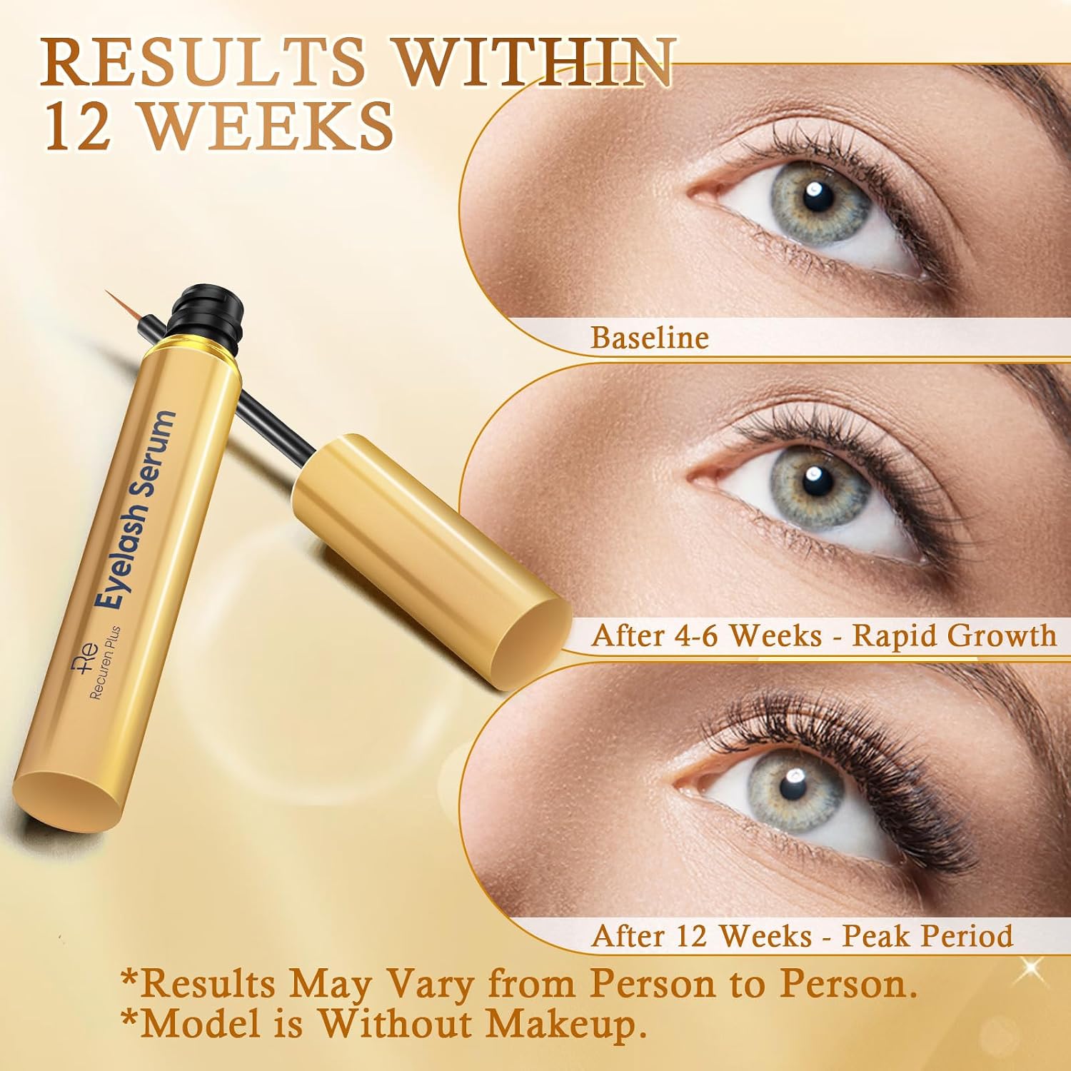 Detalle de Recuren Plus Eyelash Growth Serum, Vegan Botanical Formula, 3 mL