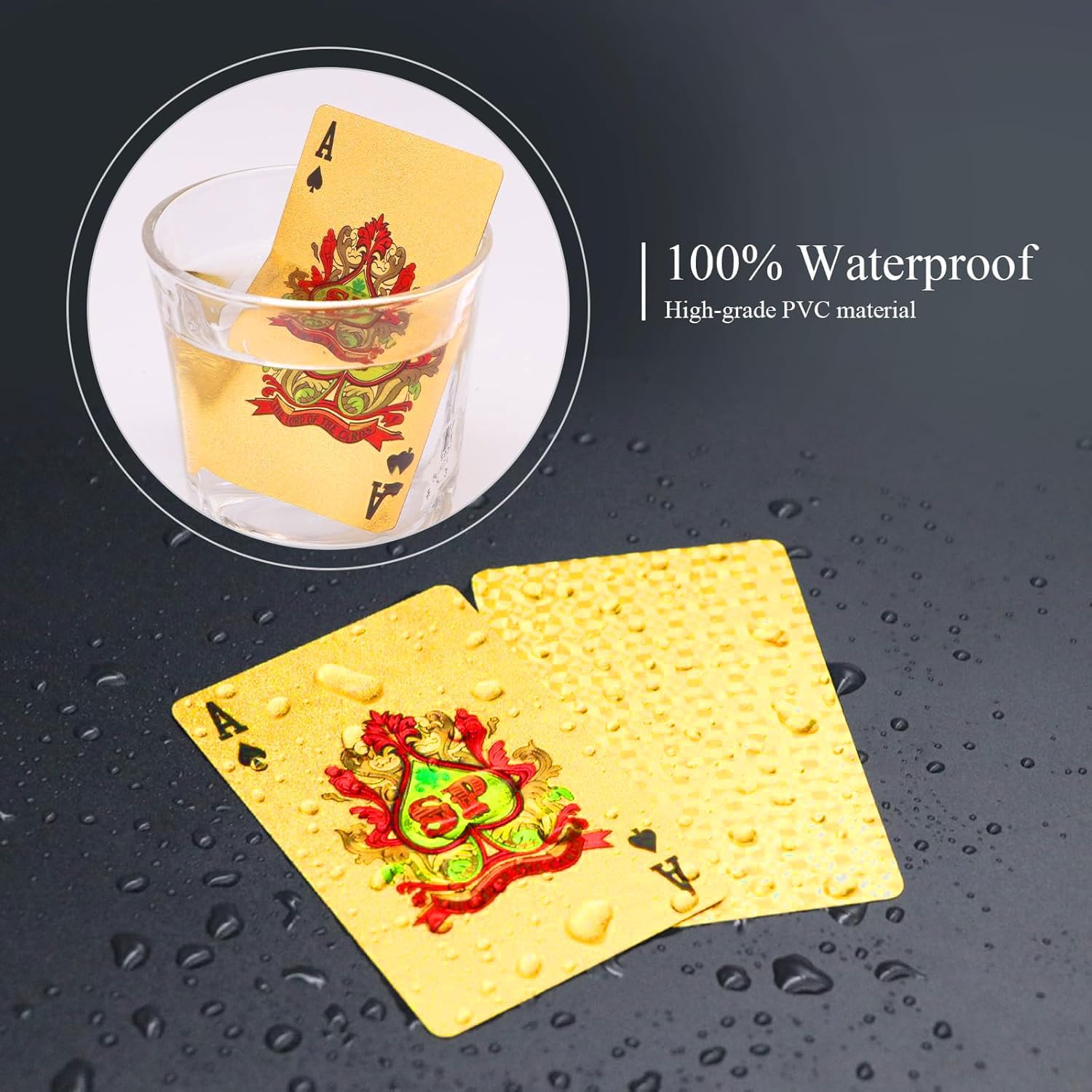 Thumbnail 2 de Hifireelf Plastic Playing Cards: Waterproof Poker Deck with Gold Diamond Design