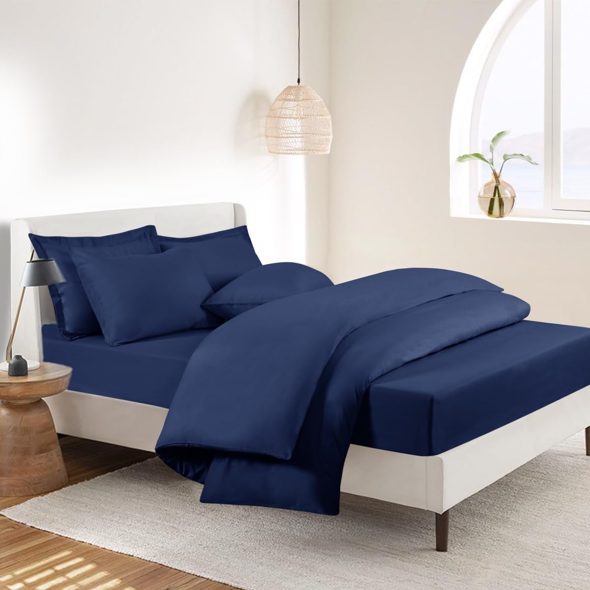 Detalle de RUIKASI Bedding Double 4-piece duvet set Navy Blue