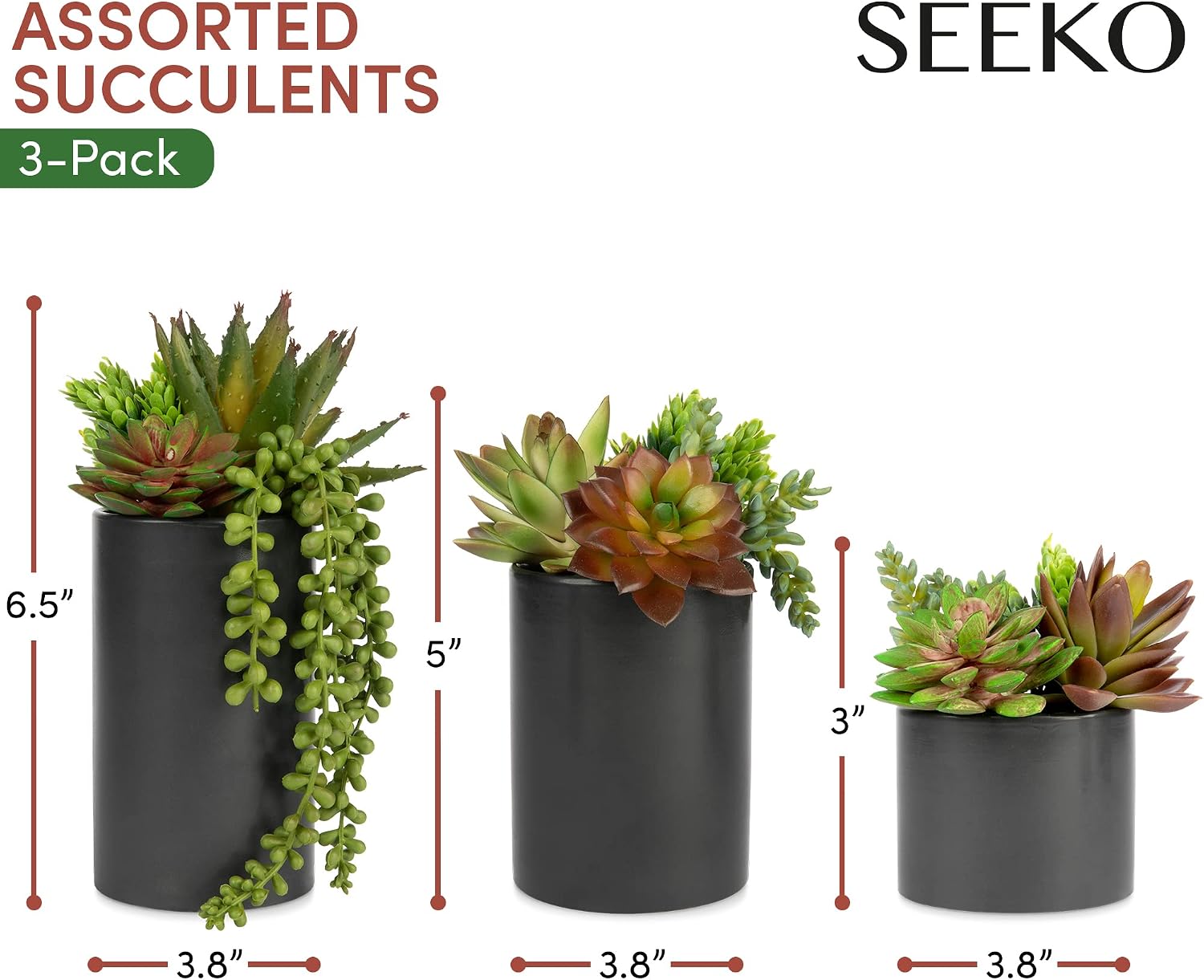 Detalle 2 de SEEKO Artificial Succulent Plants, 3-Pack