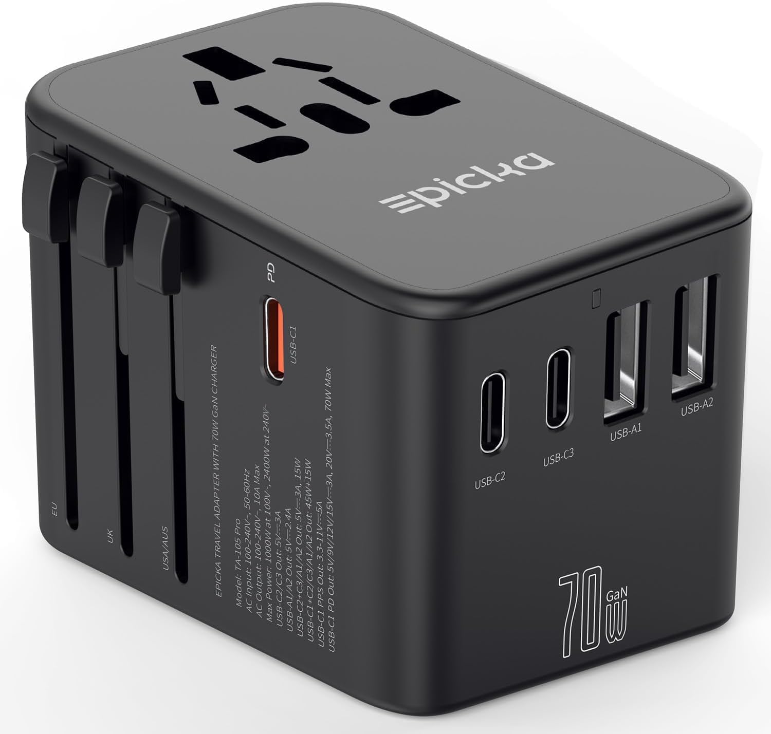 Detalle de EPICKA Reiseadapter Weltweit 70W GaN PD