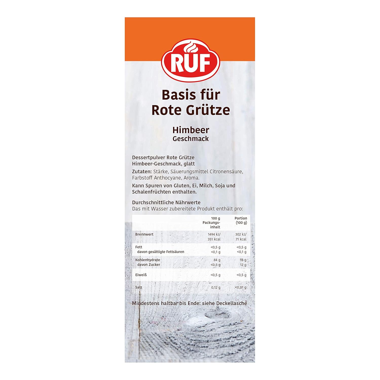 Detalle de RUF Rote Grütze mit Himbeer-Geschmack (norddeutsche Spezialität) – Dessertpulver für die Profi-Line, Großpackung 1 x 1000 g