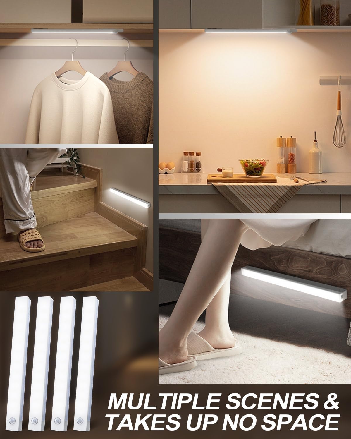 Thumbnail 6 de KALAHOL Under Cabinet Kitchen Lights 4 Pack — USB-C, Motion Sensor, 4 Modes, Stepless Dimming
