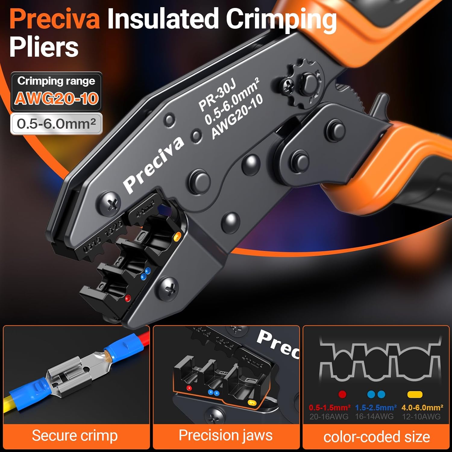 Thumbnail 2 de Preciva Insulated Wire Terminal Crimping Tool with 680-Piece Connector Kit