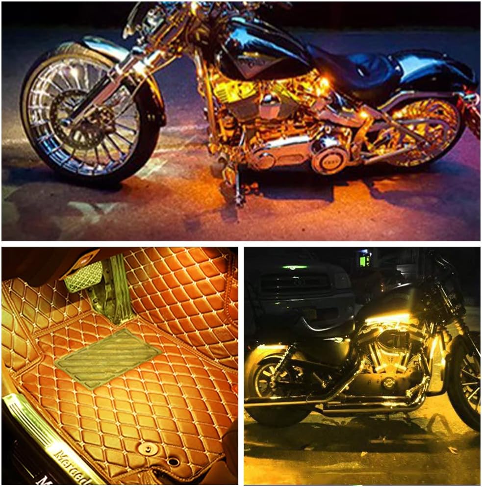 Thumbnail 6 de Motorbike & Car Underglow Lights 32cm Yellow 5050 18SMD Waterproof LED Strip Set of 4 (12V)