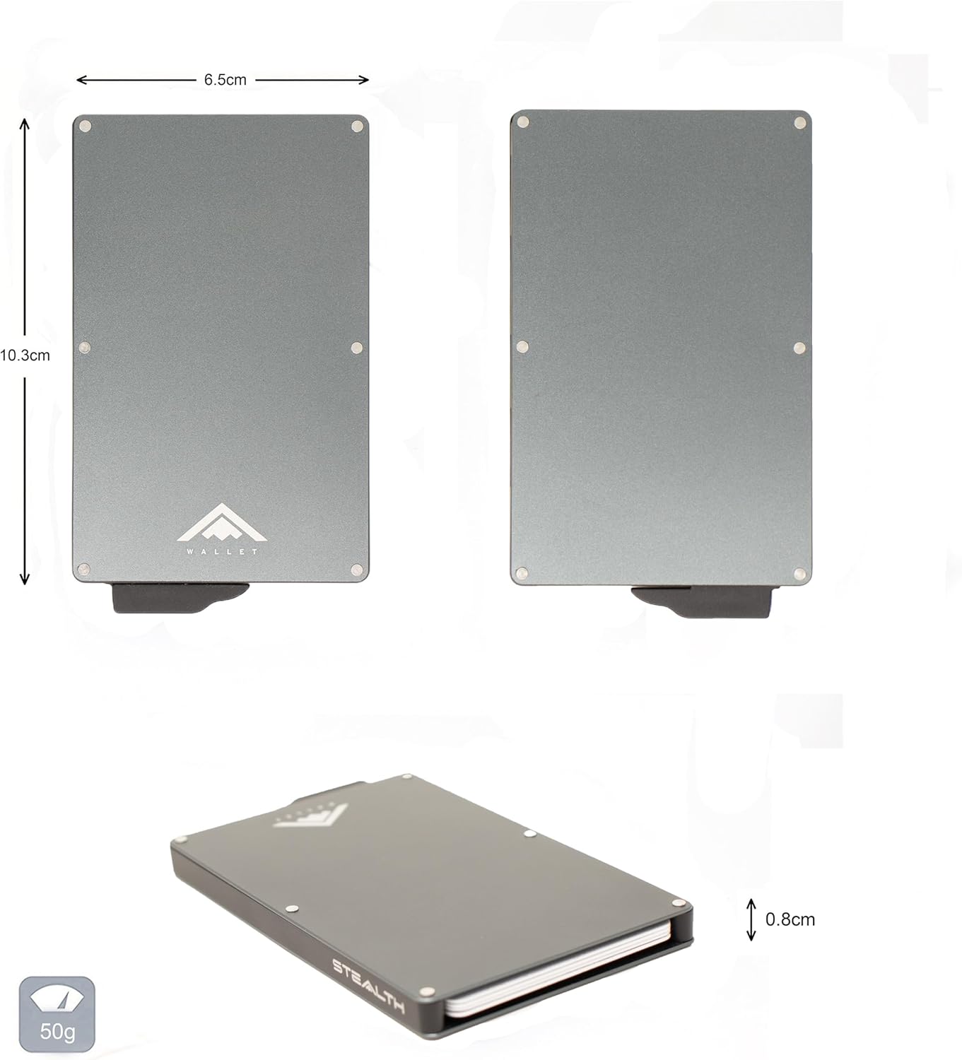 Thumbnail 4 de Stealth Wallet – Smart Minimalist Card Holder (Grey) with RFID/NFC Blocking, Pop-Up 10-Card Capacity