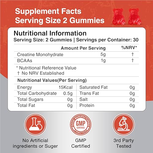 Thumbnail 8 de HOOLOO Creatine Gummies 5000mg with 1000mg BCAAs — 60 Count