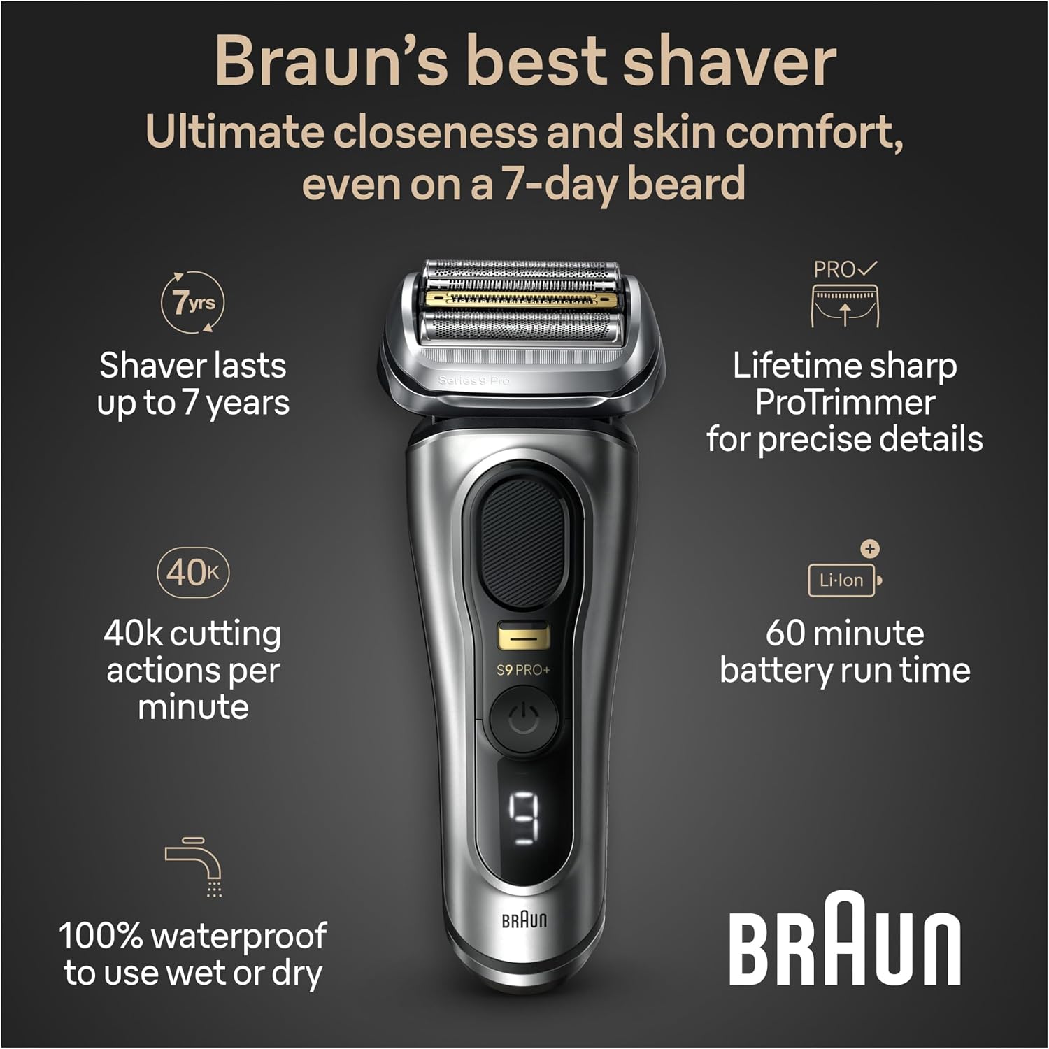 Thumbnail 1 de Braun Series 9 PRO+ 9567cc Electric Razor