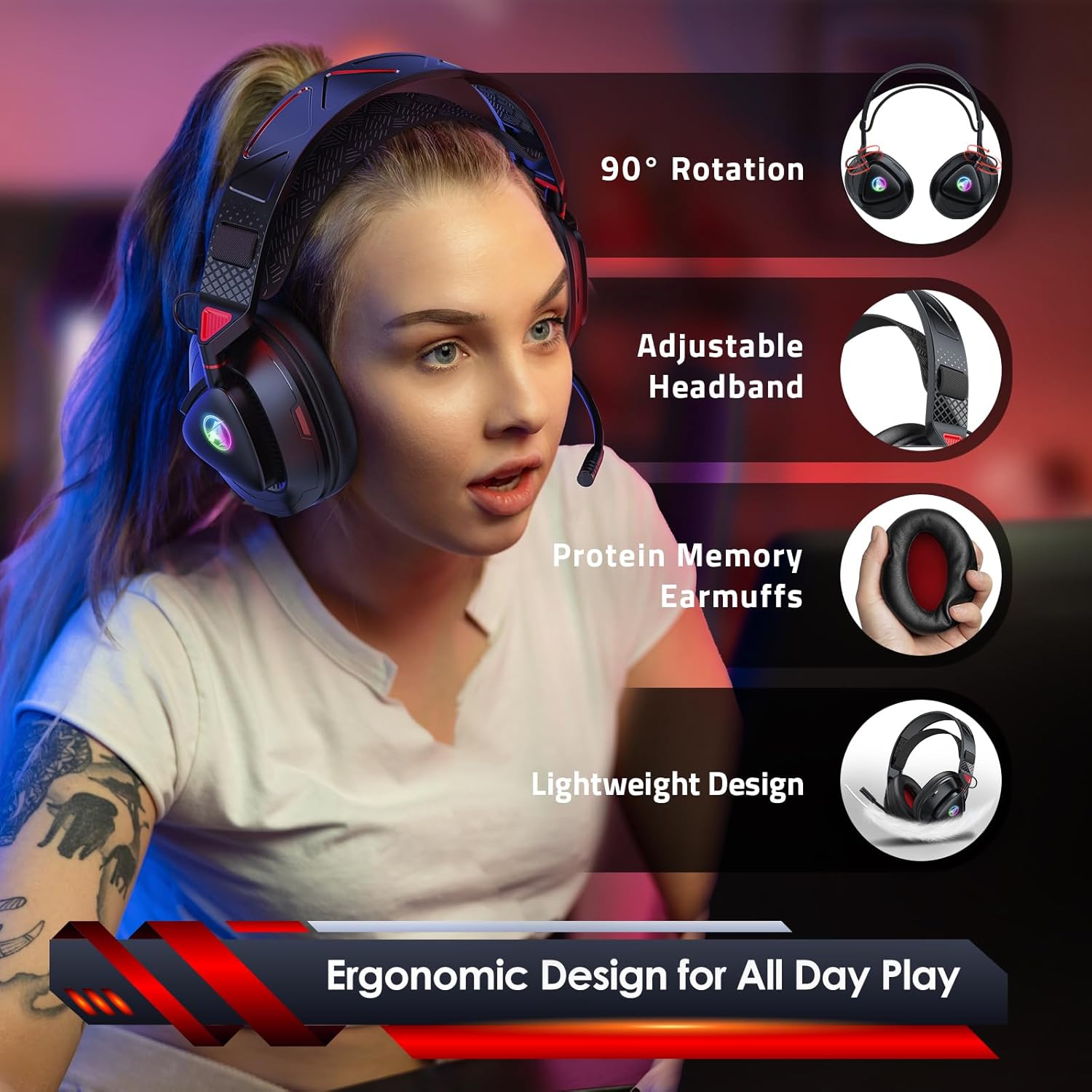 Thumbnail 5 de Awinnasey PH3 Gaming Headset Wireless