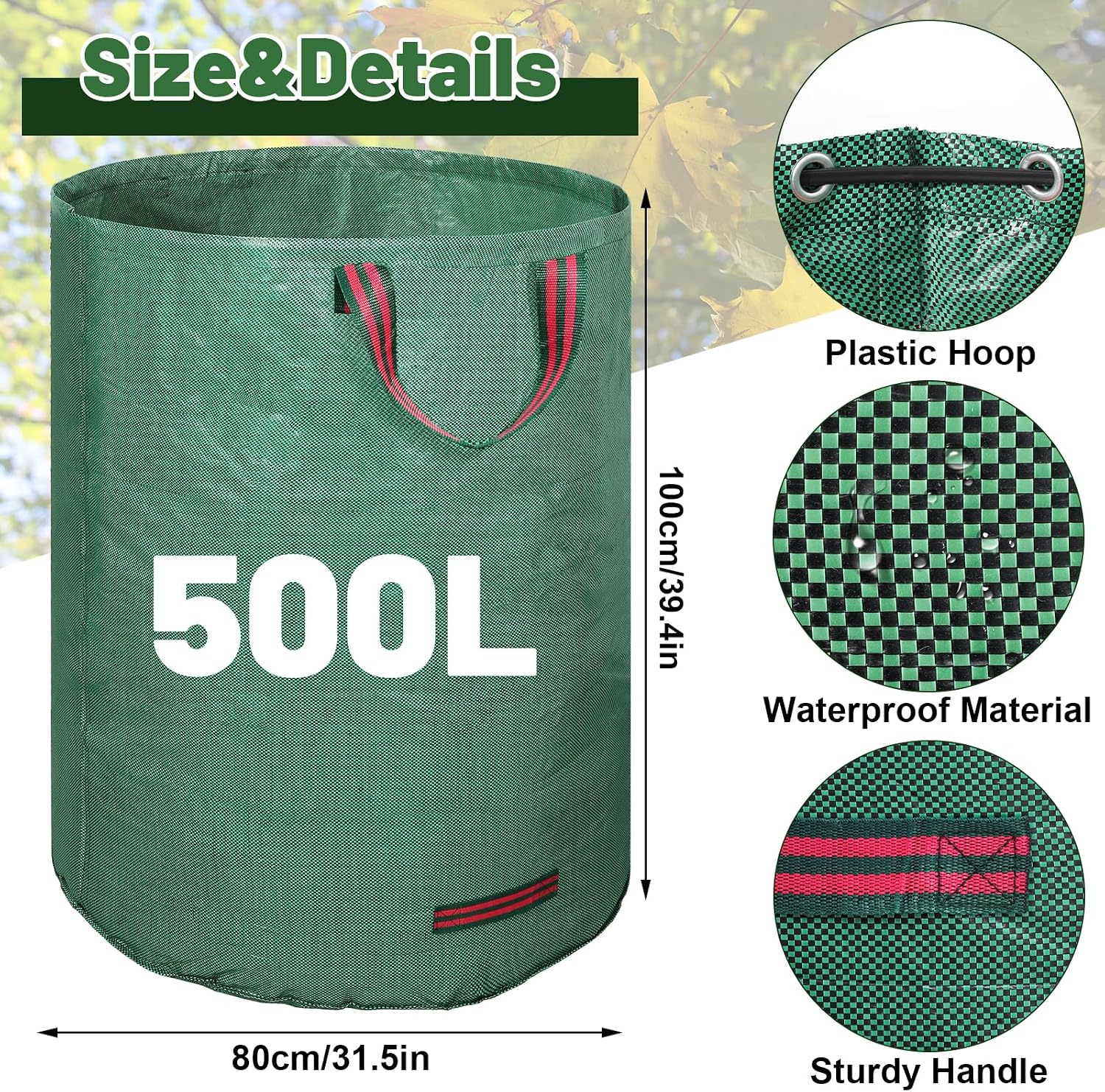 Thumbnail 4 de 500L Garden Bag 2-Pack with Handles