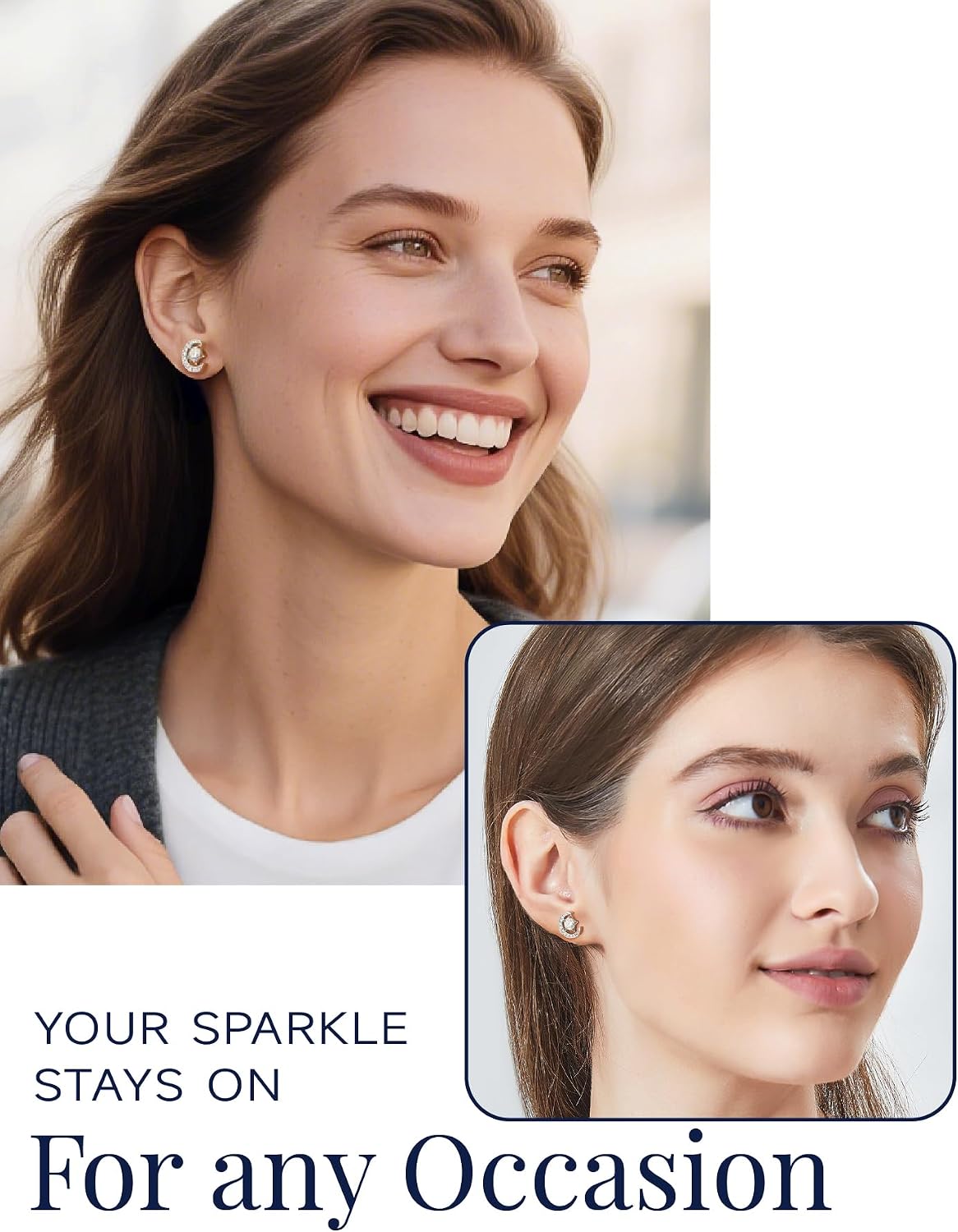 Thumbnail 2 de MomentWish Moissanite Ohrringe aus 925 Silber mit Mond & Stern (Ohrringpaar, Geschenkbox)
