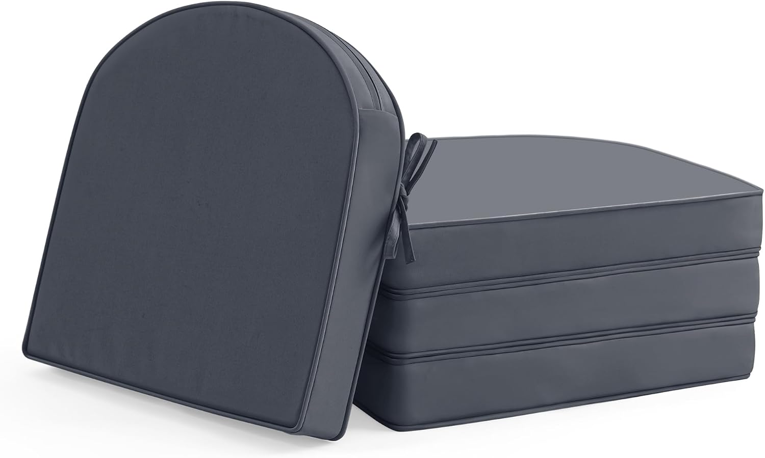 Detalle de Summsun D-Shape Outdoor Chair Cushions, 17 x 16 Inch, Dark Gray, Set of 4