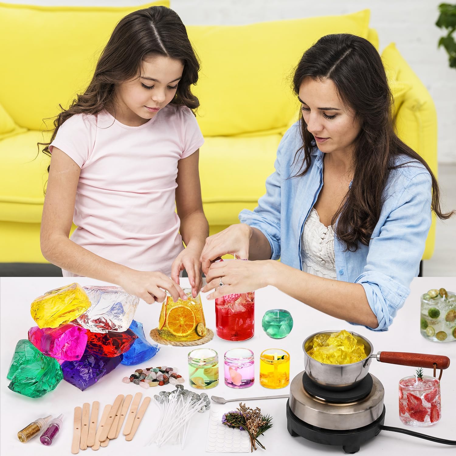 Detalle de Blingfun Jelly Candle Making Kit (9pcs Gel Wax, 7 Colours) – Beginner DIY Set