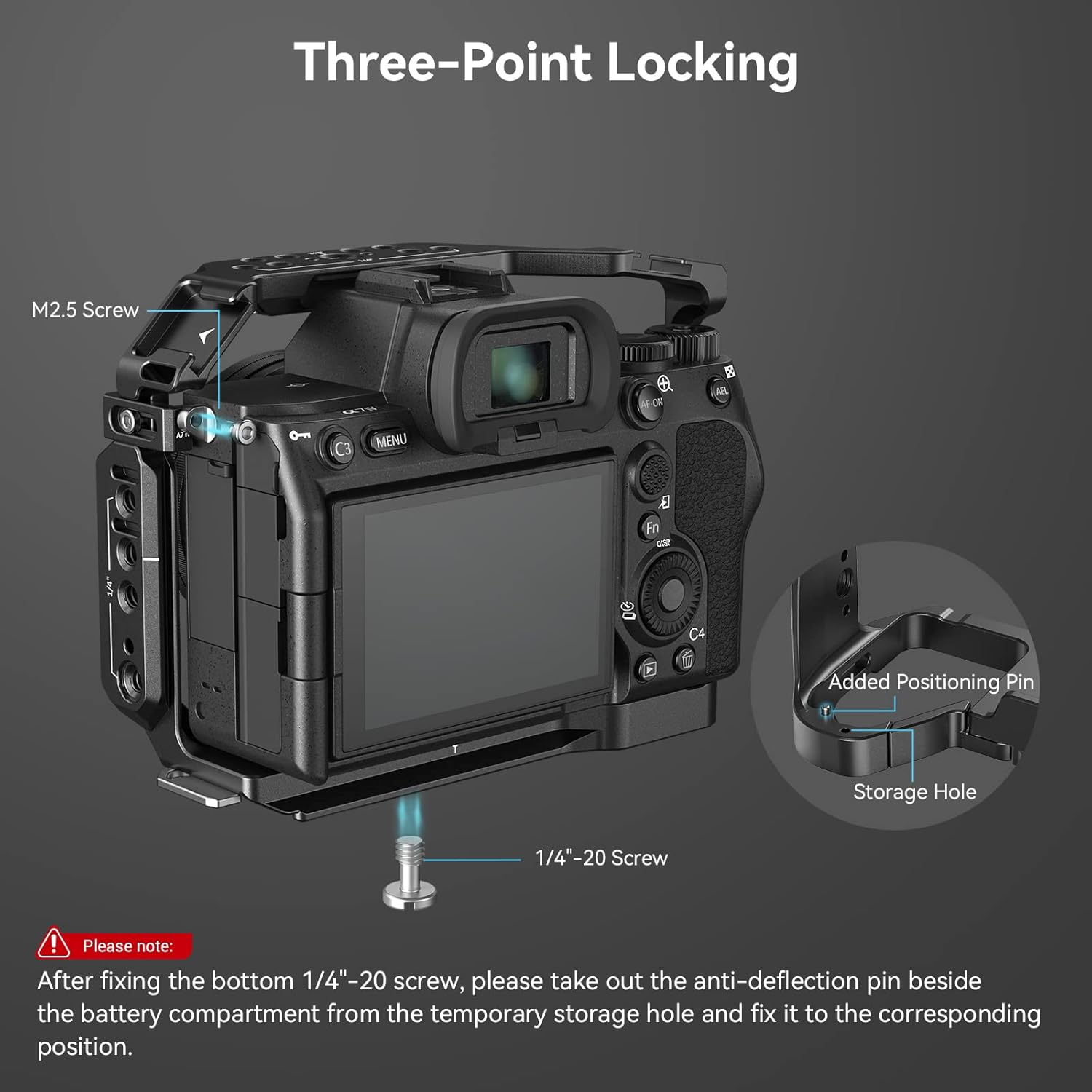 Thumbnail 3 de SMALLRIG HawkLock Schnellwechsel-Cage-Kit 3669D für Sony Alpha 7R V / 7S III / Alpha 1 (Vollkäfig mit Griffen & HDMI-Kabelklemme)