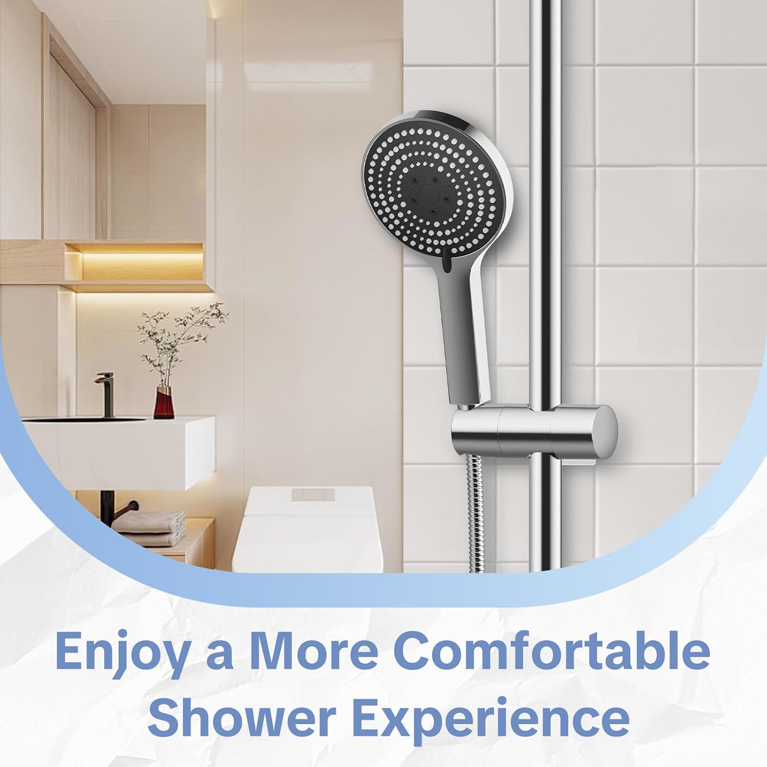 Thumbnail 6 de OFFO Shower Head Holder for 20-23mm — Adjustable 19-25mm Diameter Bracket, 45° Rotation, Chrome