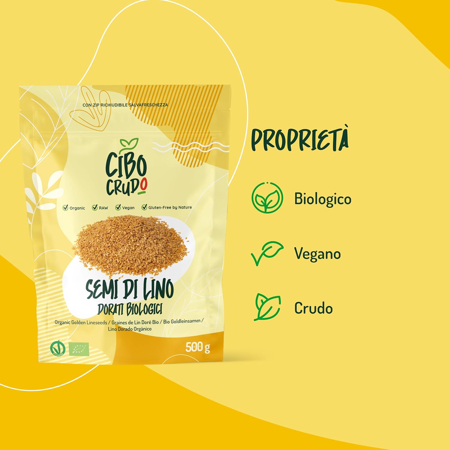 Thumbnail 2 de Semi di Lino Dorati Biologici CIBO CRUDO crudi e vegani da 500g