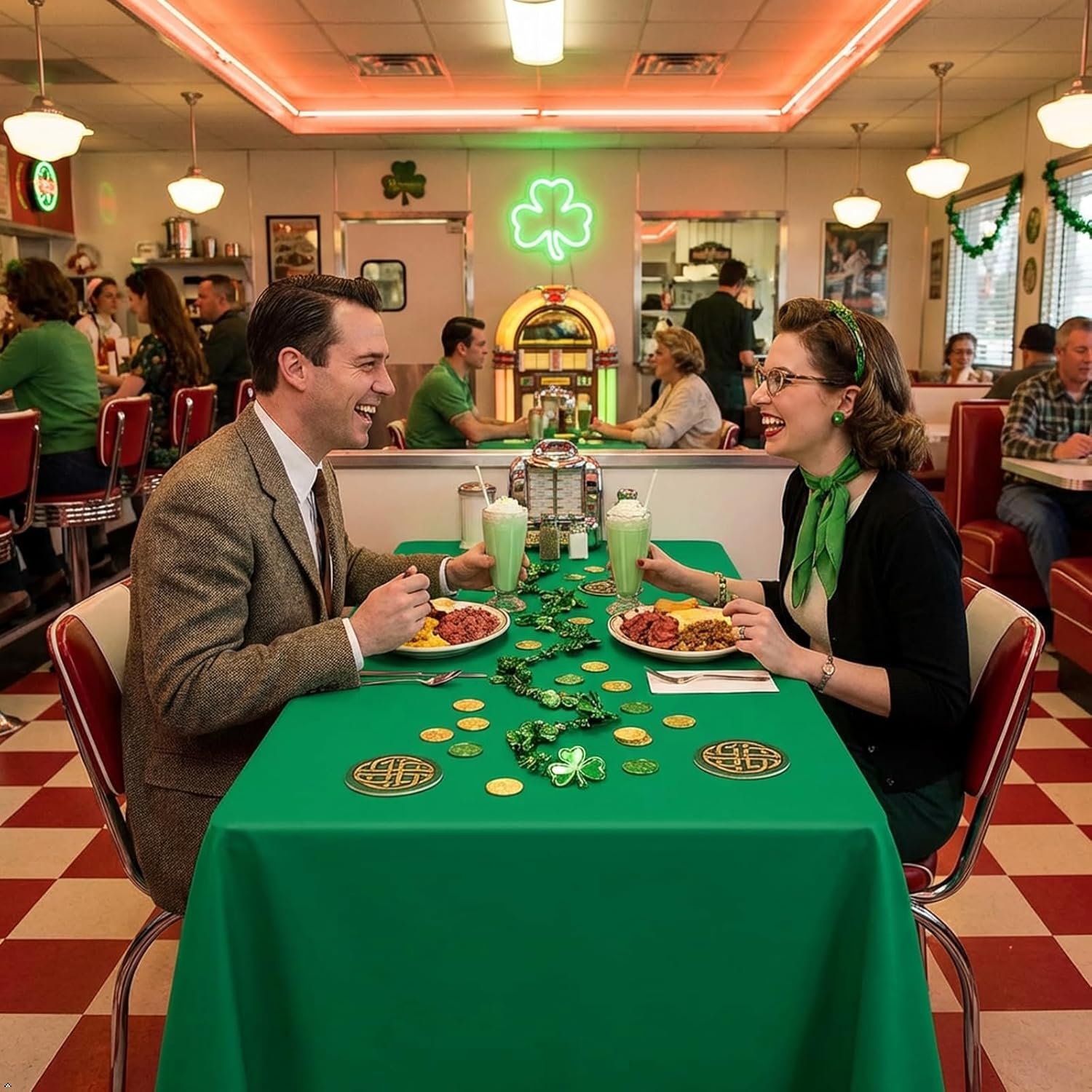 Thumbnail 5 de pepmily 8-Pack Green Rectangular Tablecloth (60x126 Inch) for 8-Foot Tables