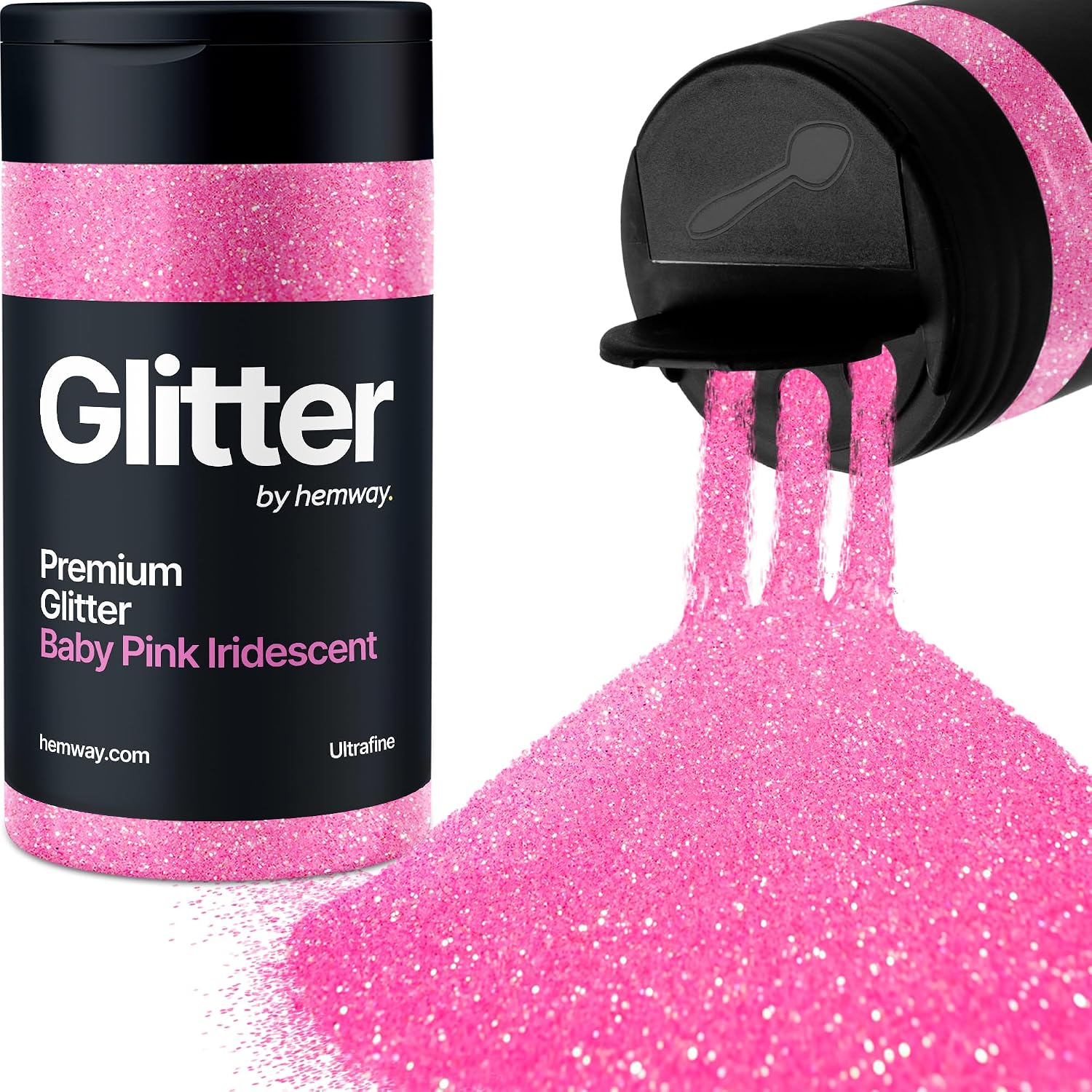 Detalle de Baby Pink Iridescent Glitter Shaker (130g) – ultrafine iridescent metallic flake for resin, nail art & crafts