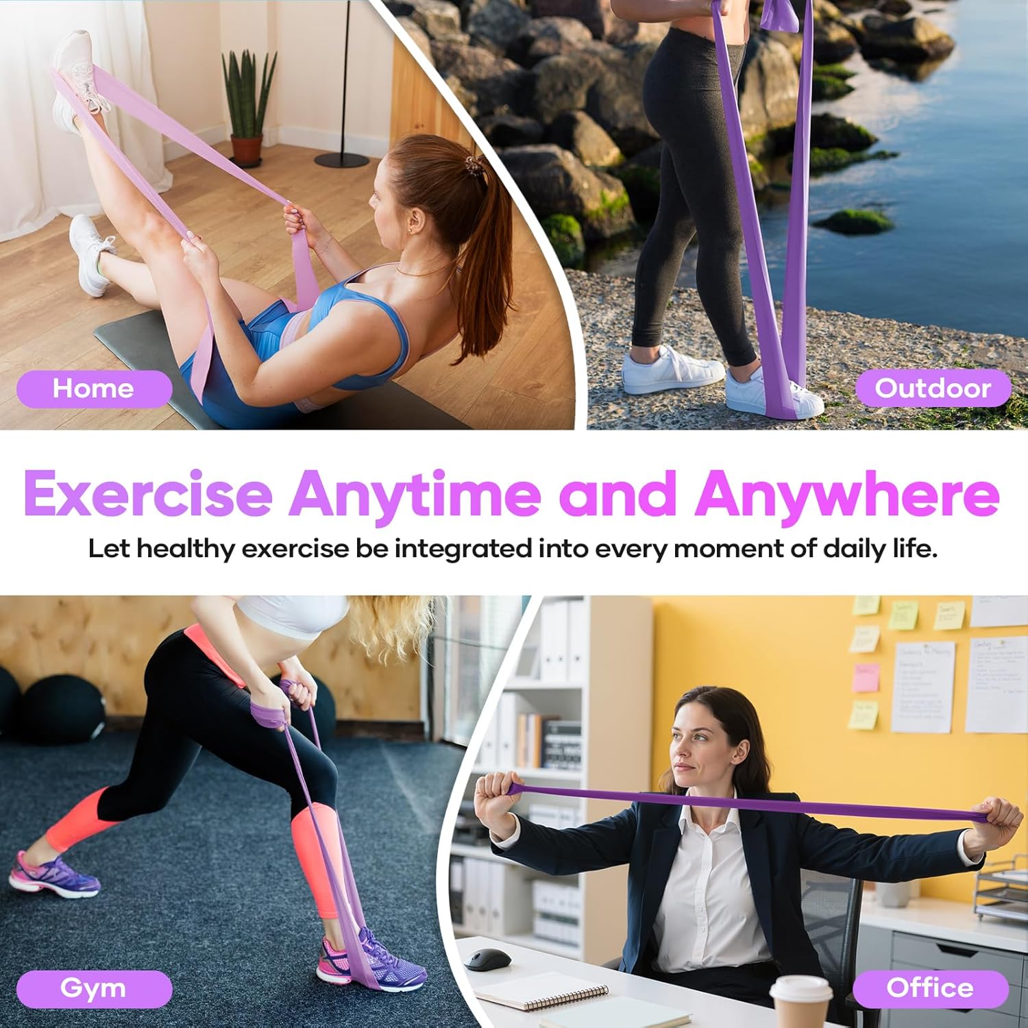 Thumbnail 5 de Fokky Fitnessbänder 4er-Set (2 m) – Resistance Bands mit 4 Widerstandsstufen für Kraftaufbau, Yoga & Pilates