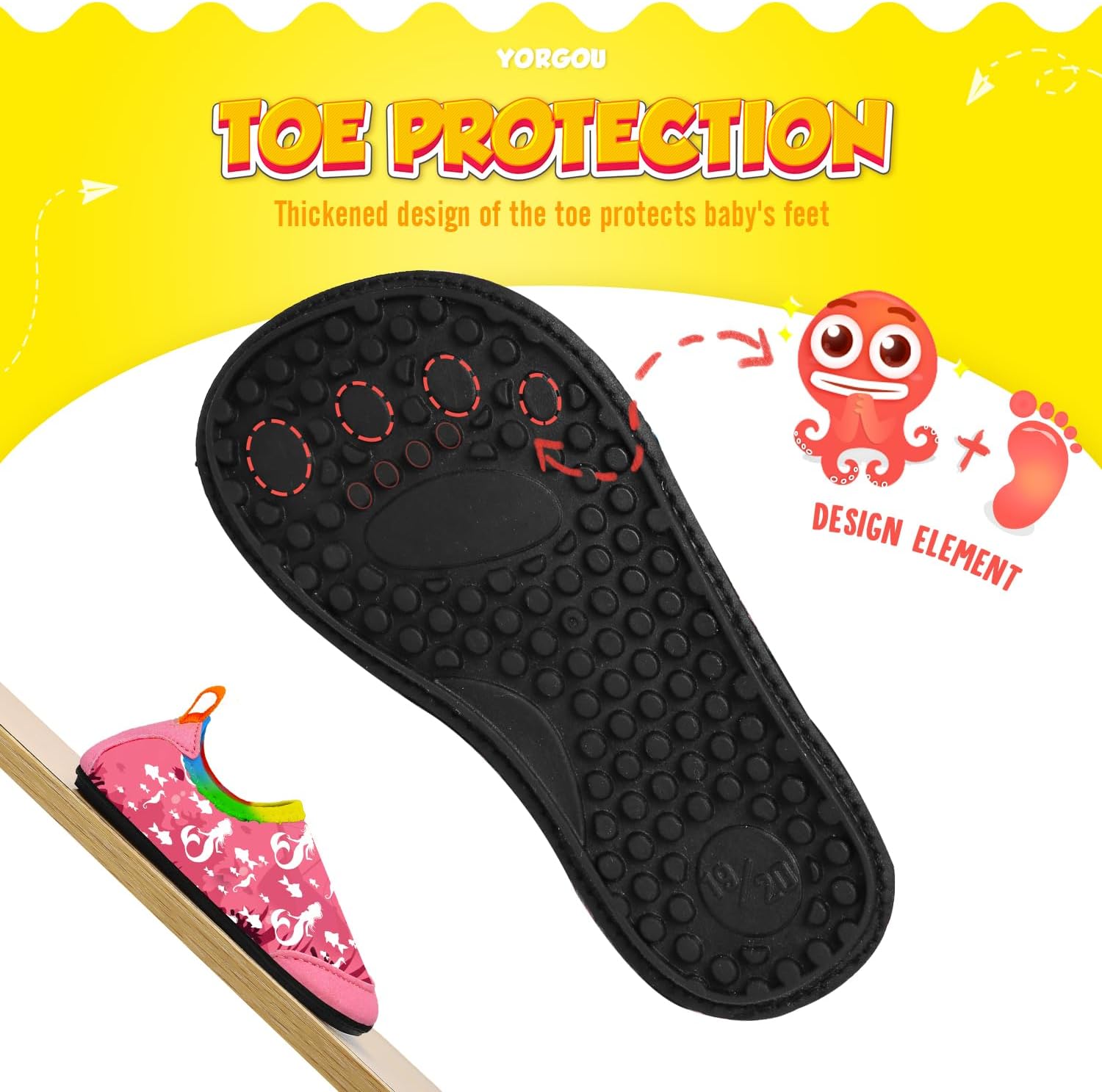 Detalle de Yorgou Mermaid Pink Water Shoes for Toddlers – Non-Slip Beach & Pool Aqua Socks (UK size 6.5/7)