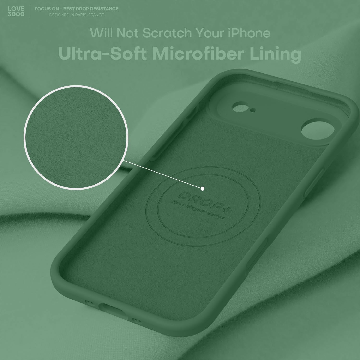 Thumbnail 6 de LOVE 3000 Designed for iPhone Air Case – Premium Silicone, MagSafe Compatible, 6.5" (Green)