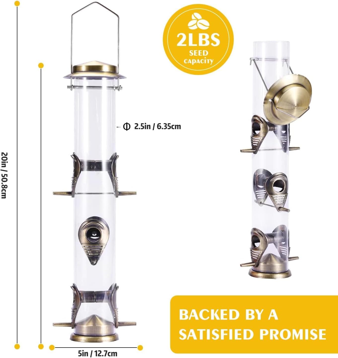 Thumbnail 1 de Urban Deco Metal Bird Feeder Tube Hanging Feeders (6 ports) – Greencopper, weatherproof tube-style feeder